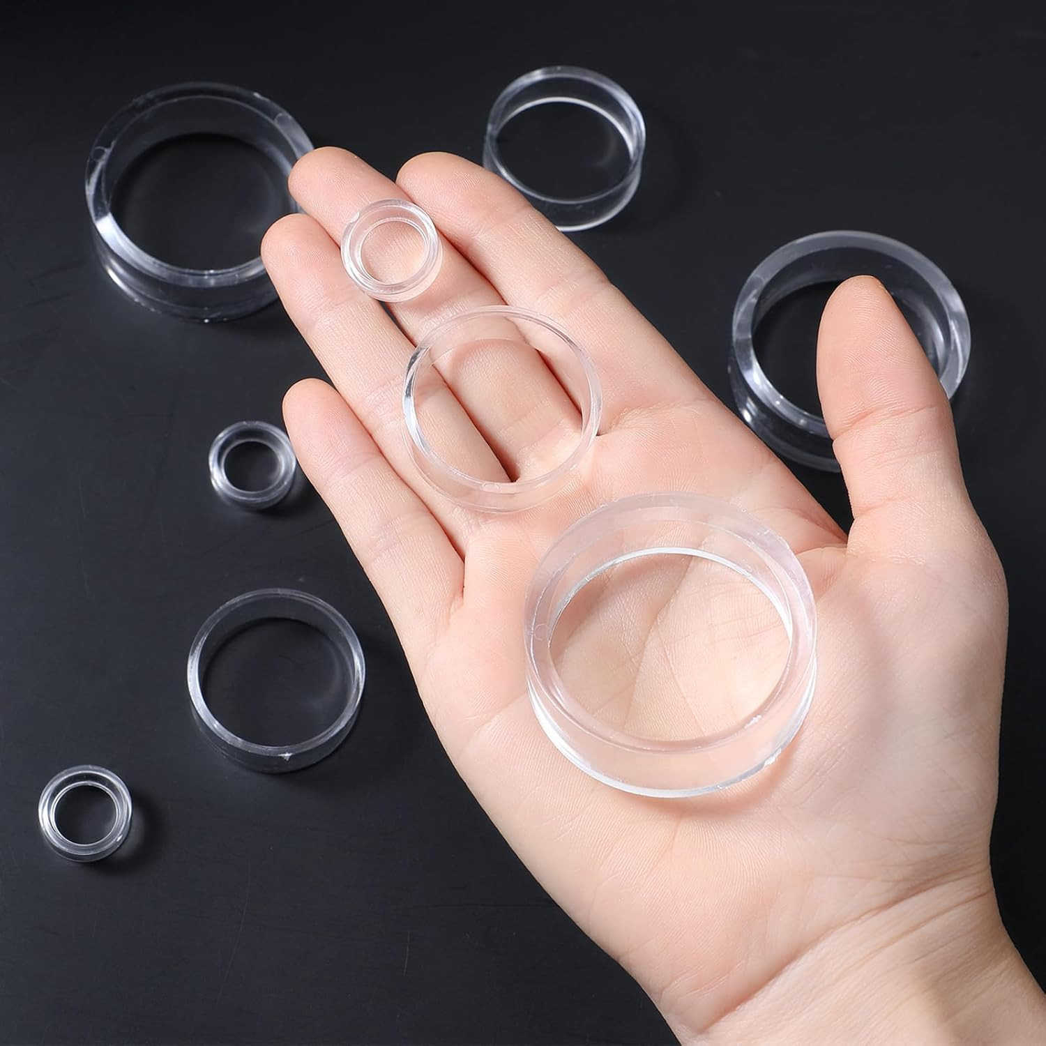 12 PCS Acrylic Sphere Display Stand, 3 Sizes Clear Sphere Holder Round Ball Stan