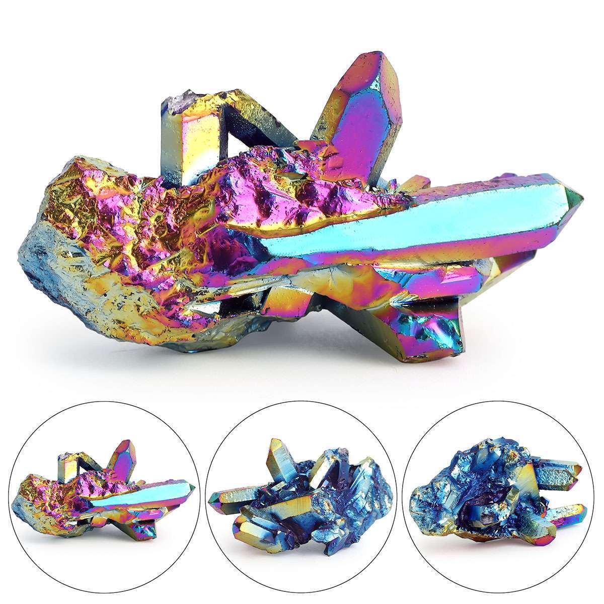 Natural Quartz Crystal Rainbow Titanium Cluster Mineral Specimen Stone 15-100g