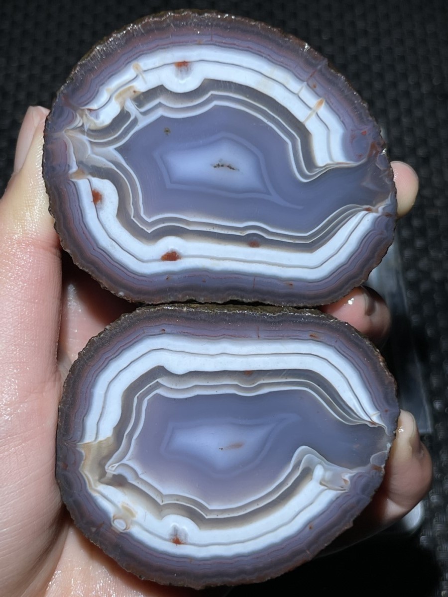 1pair China Agate Crystal Geodes Slices Natural Warring States Red 302g 7