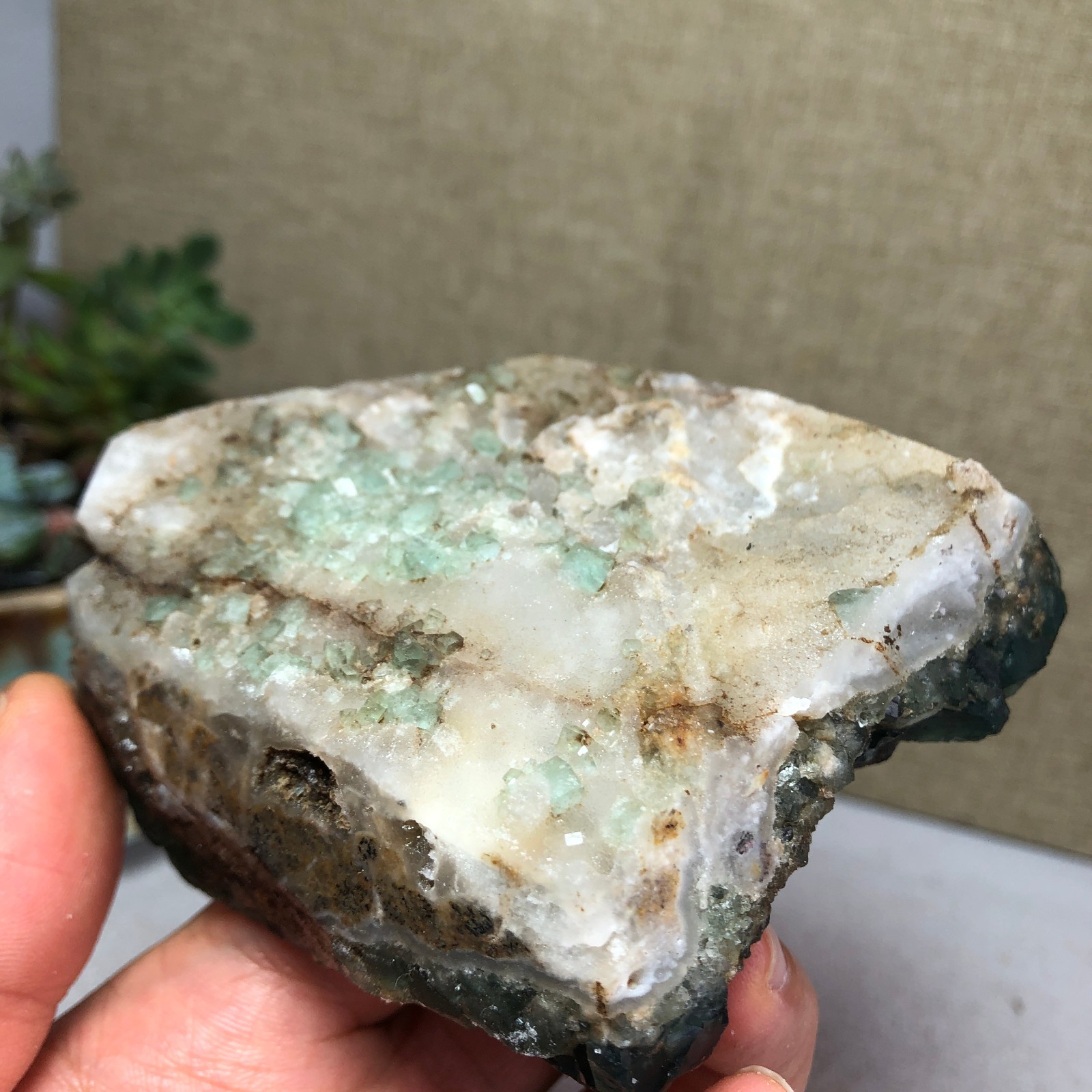 345g NATURAL Green Cubic FLUORITE Crystal Cluster Mineral Specimen A4719