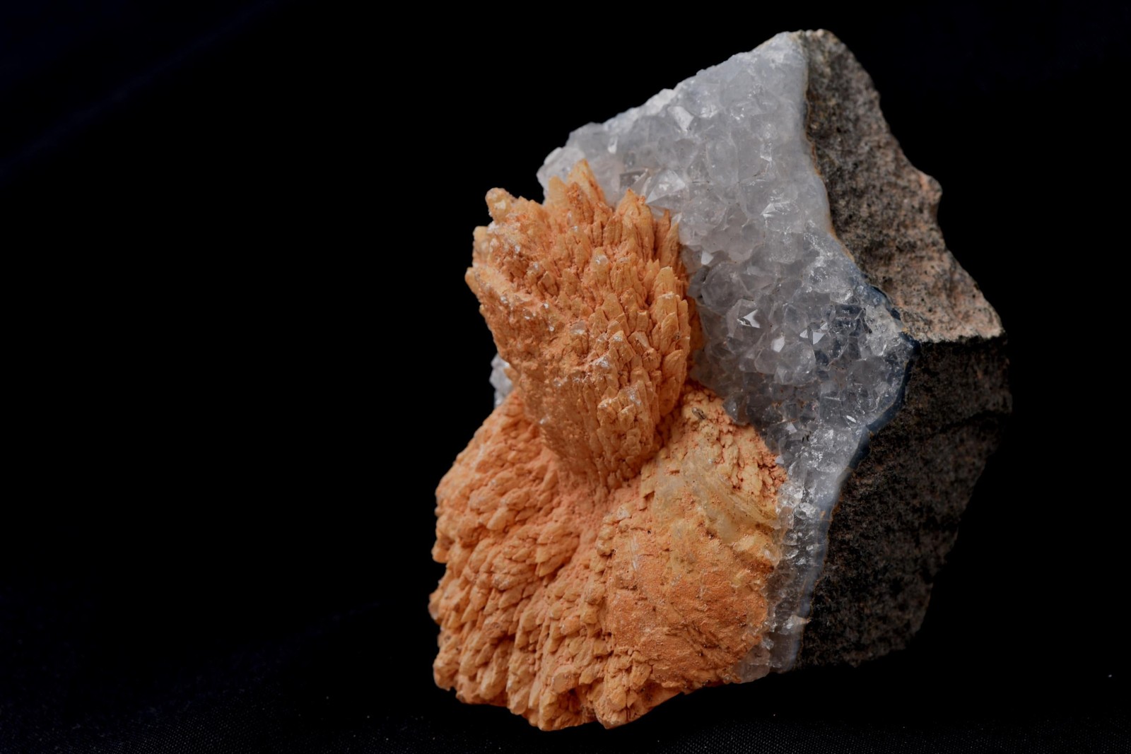 Peach stilbite flower on quartz helps with psychic knowing and intuition #8182