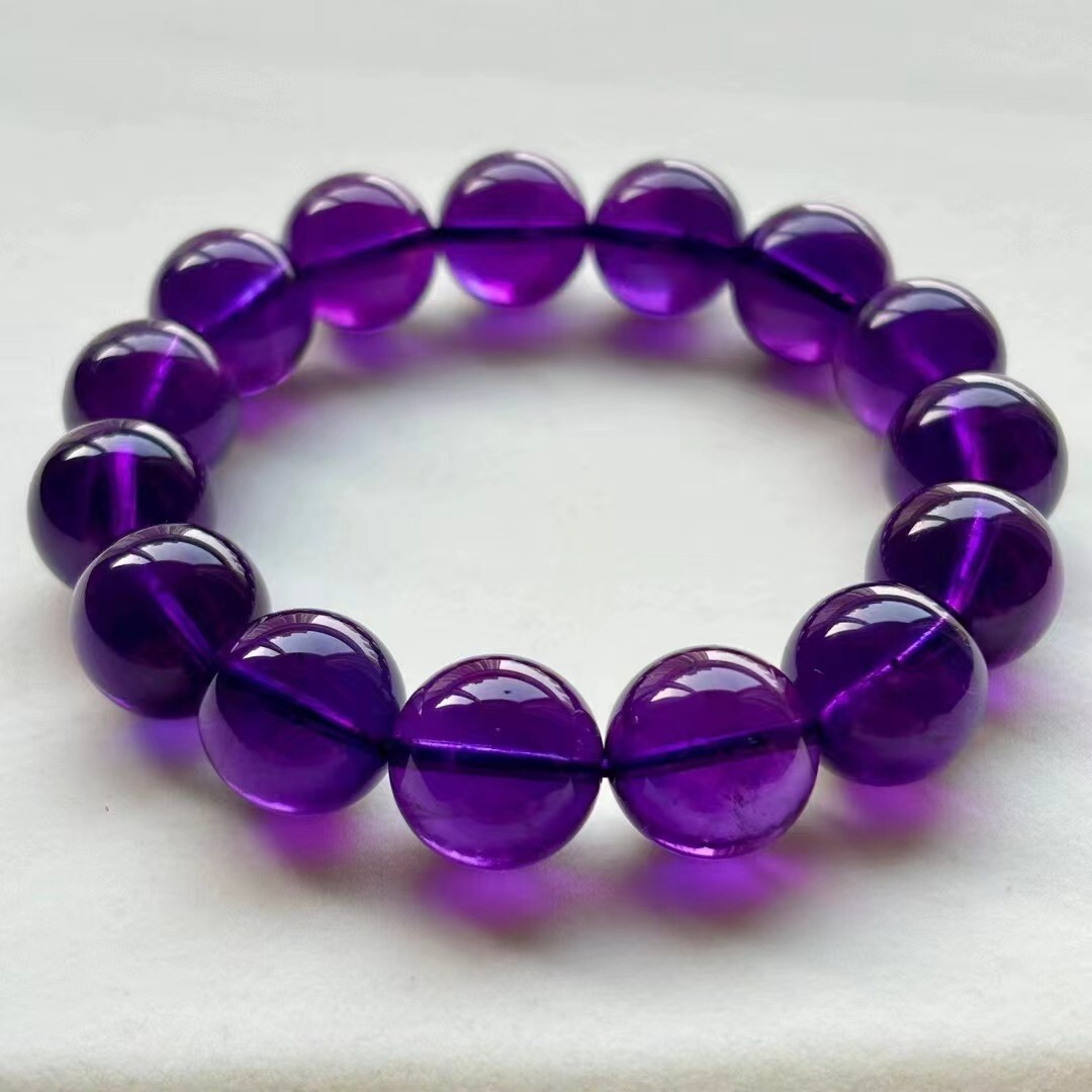 15mm Natural Uruguay Amethyst Quartz Purple Round Beads Jewelry Bracelet AAAA