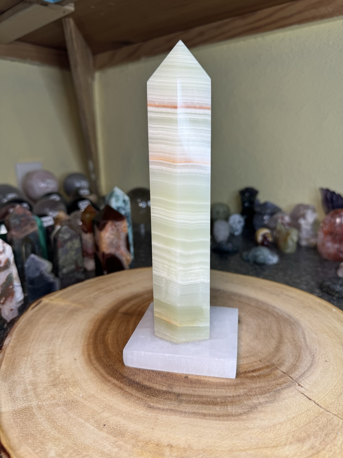 Green Banded Calcite Statement Tower