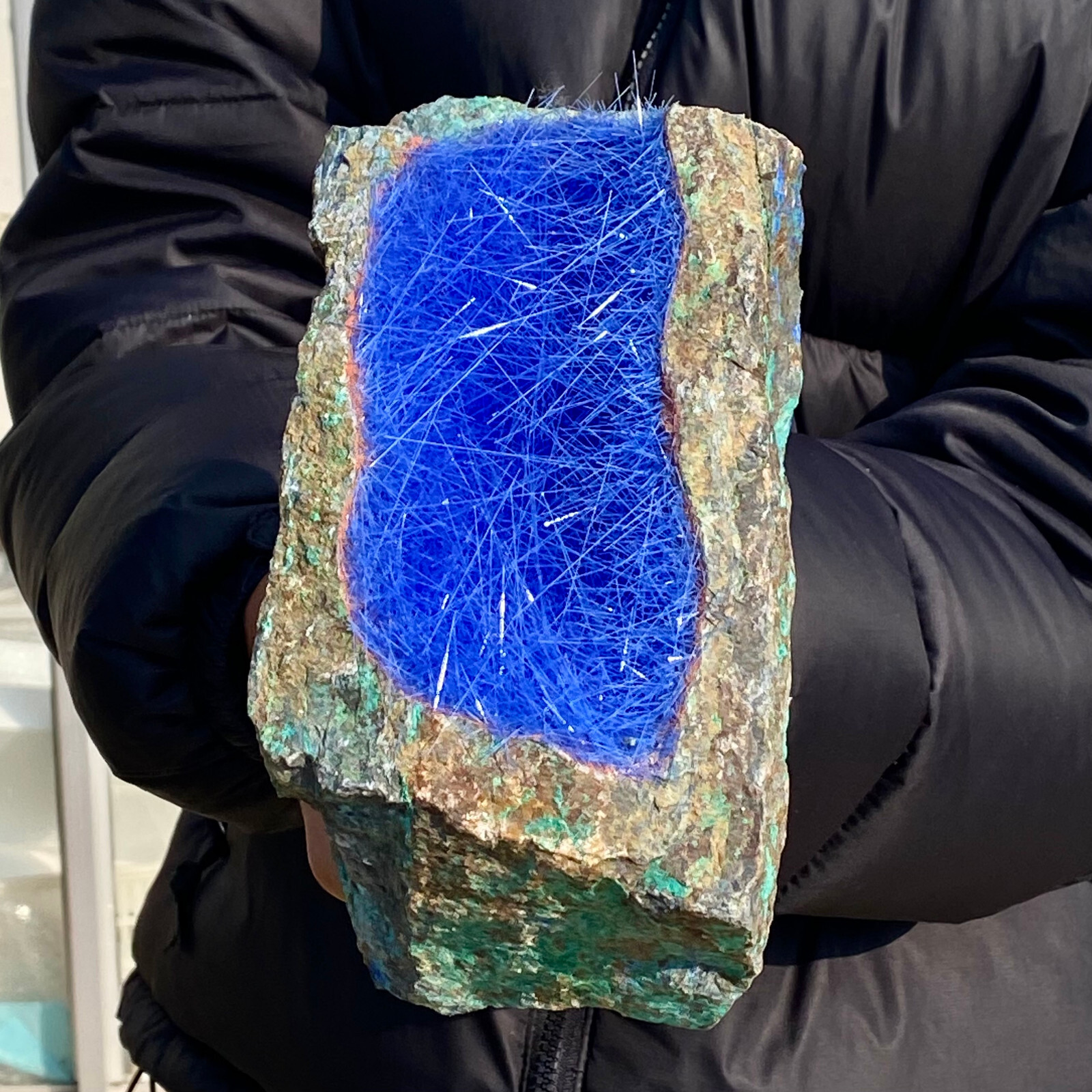 8.18LB Natural Blue Needle Iron Ore Mineral , Original Ore Quartz Crystal