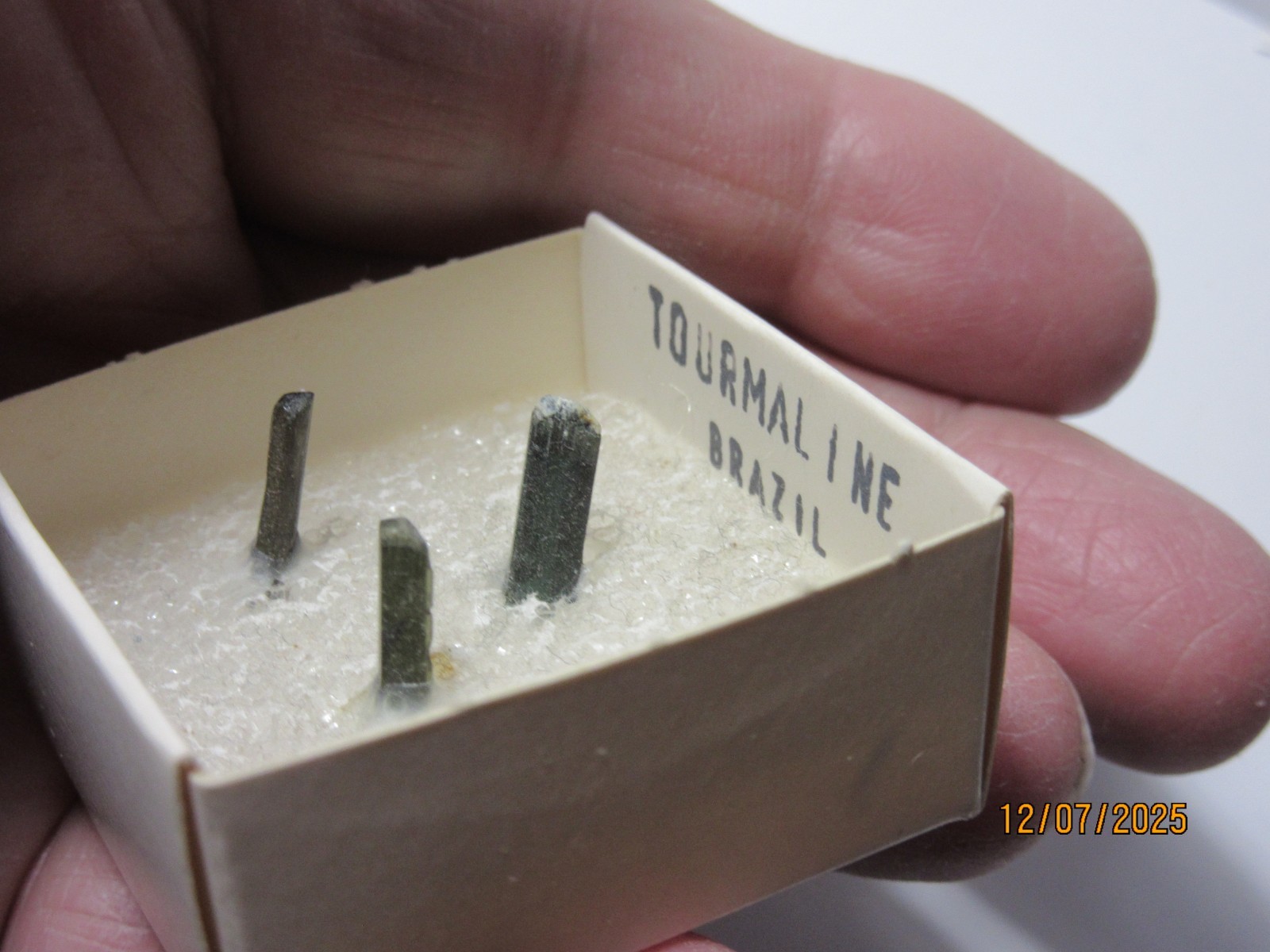 3 Green Tourmaline Crystals Brazil Thumbnail 1 5/8″ Display TGTCBTD-1s