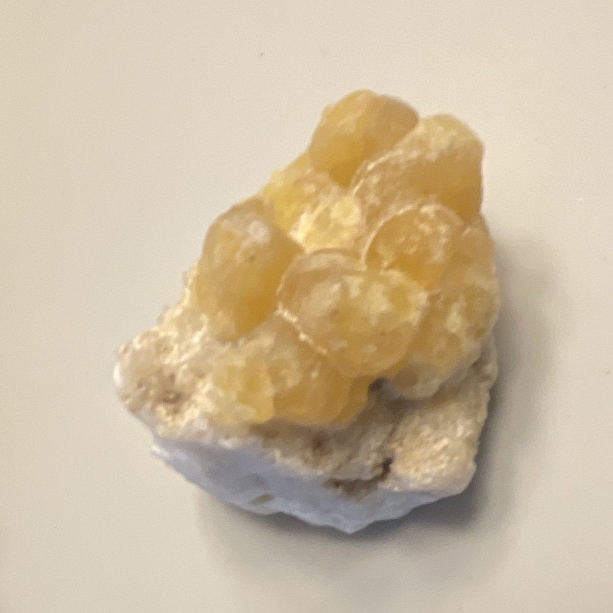 Botryoidal Yellow Fluorite Specimen Crystal Cluster on Matrix Rough Mineral