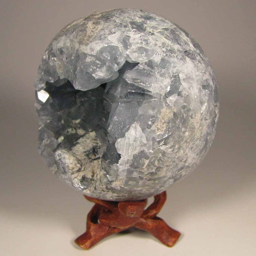 3.1″ Blue CELESTITE Crystal Sphere Ball w/ Stand – Madagascar – 80mm – 2 lbs.