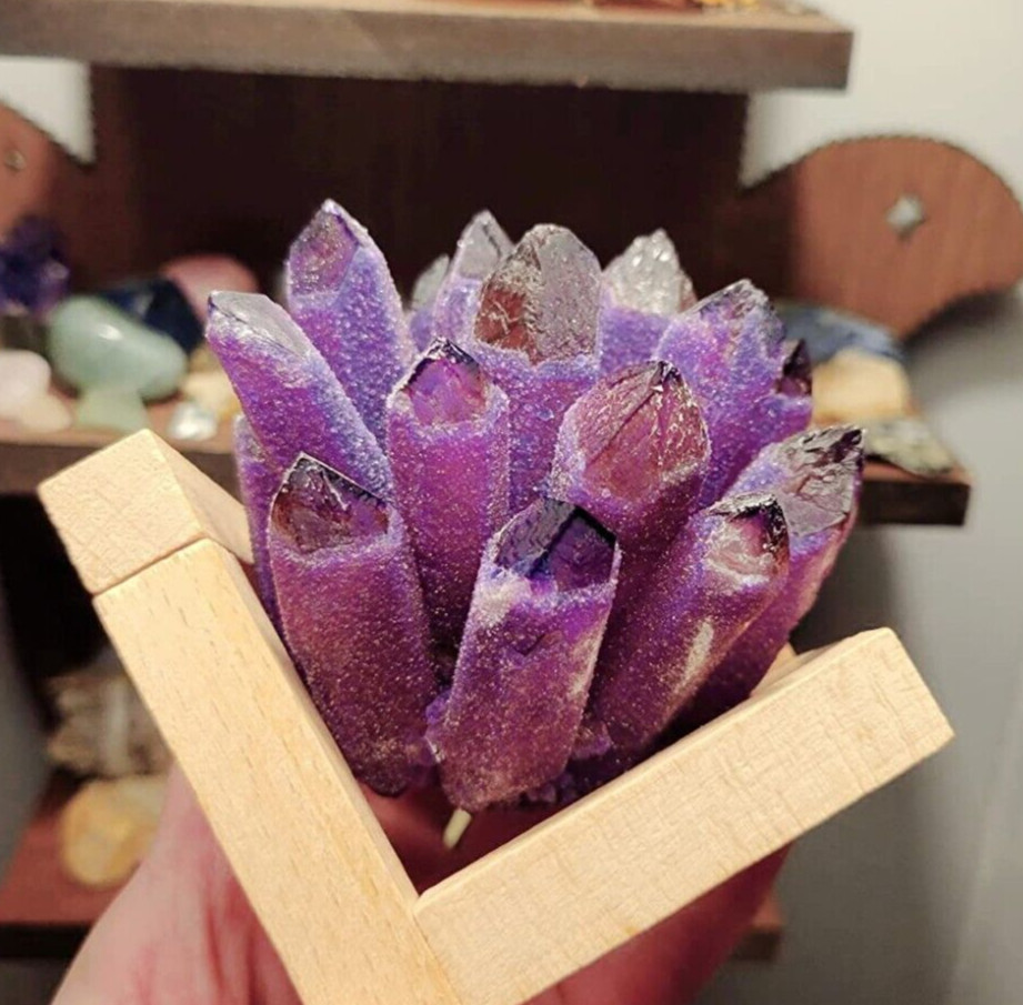 Crystal Quartz Cluster for Home Decoration Crystalcluster Gift 300g-400g, Purple