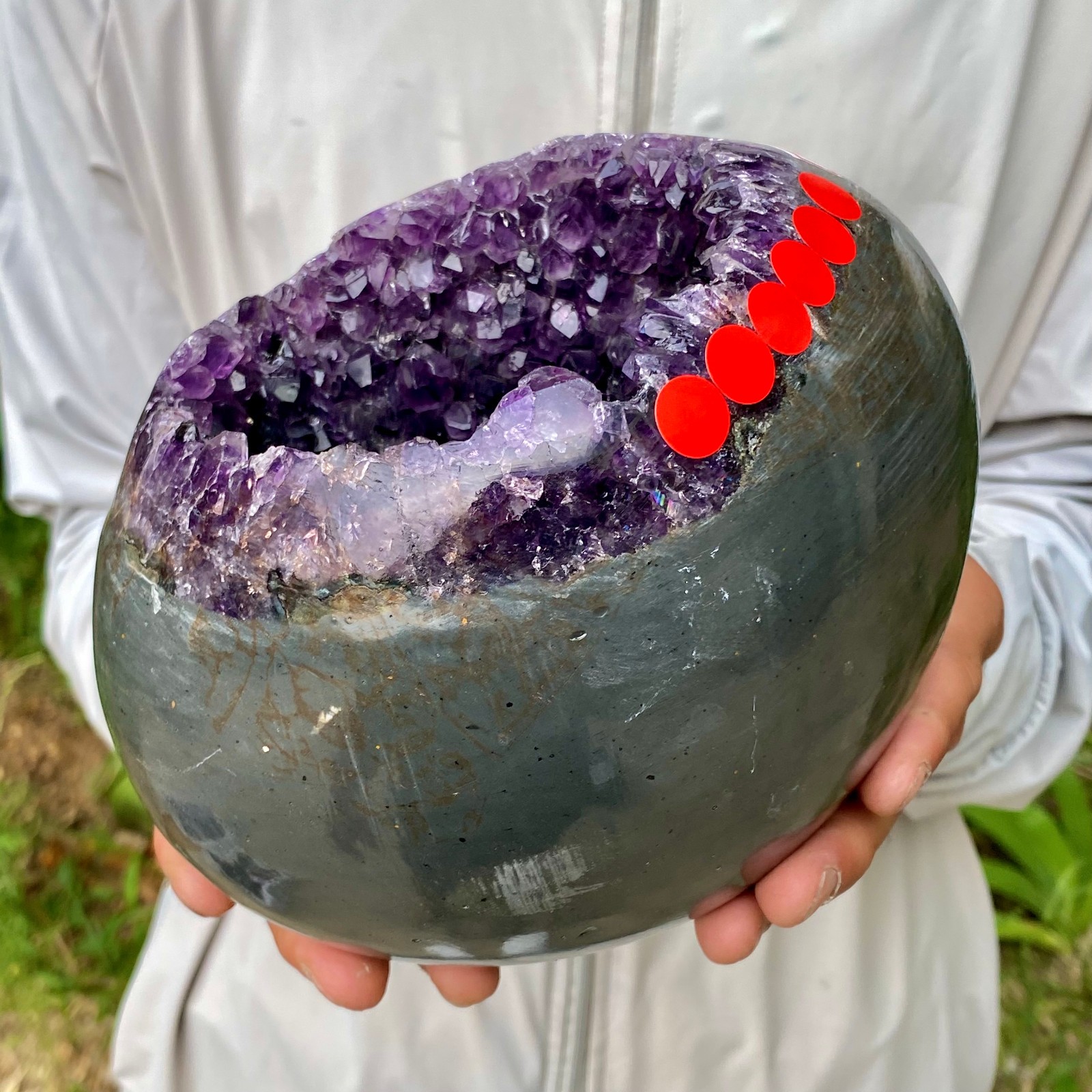 7.47LB Large Natural Amethyst geode quartz cluster crystal Egg specimen Healing