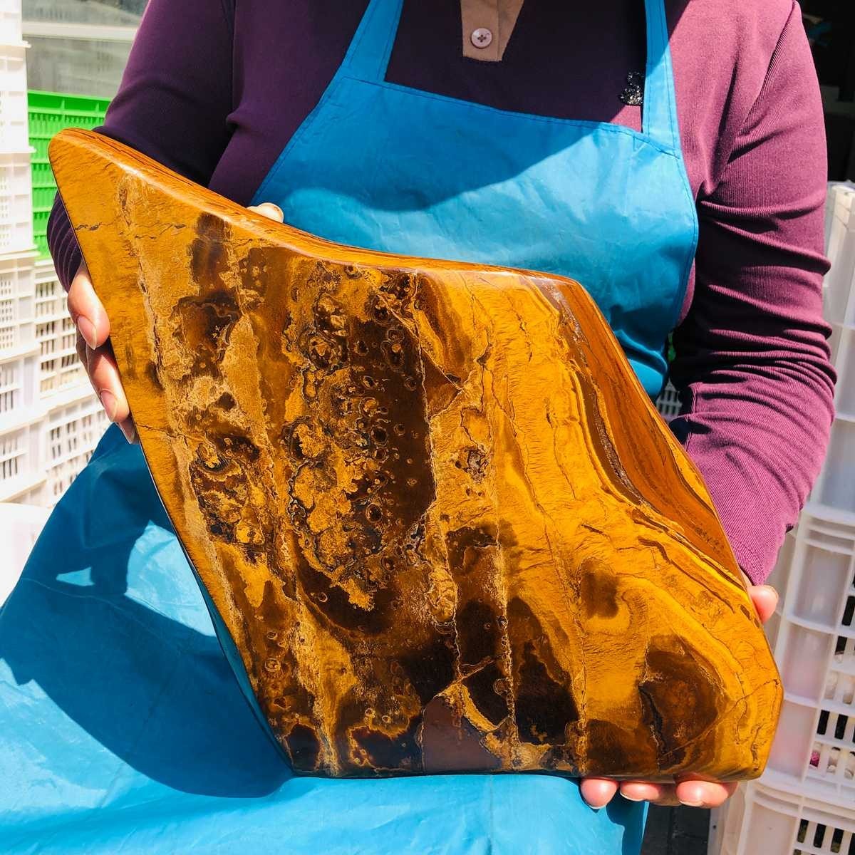5480G Large Natural Tiger’s Eye Quartz Crystal Rough Mineral Specimen MH5324