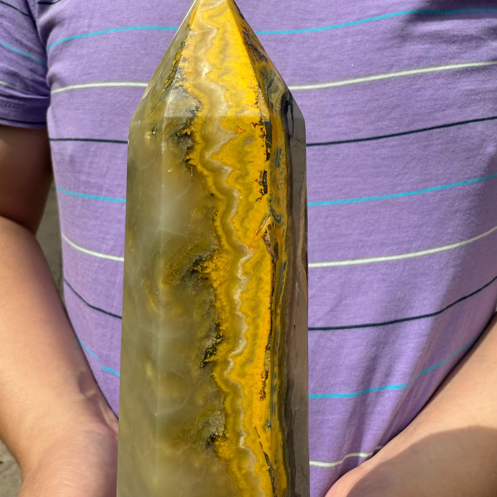 1168g Natural Bumblebee Jasper Tower Point Rare Crystal Healing With Stand