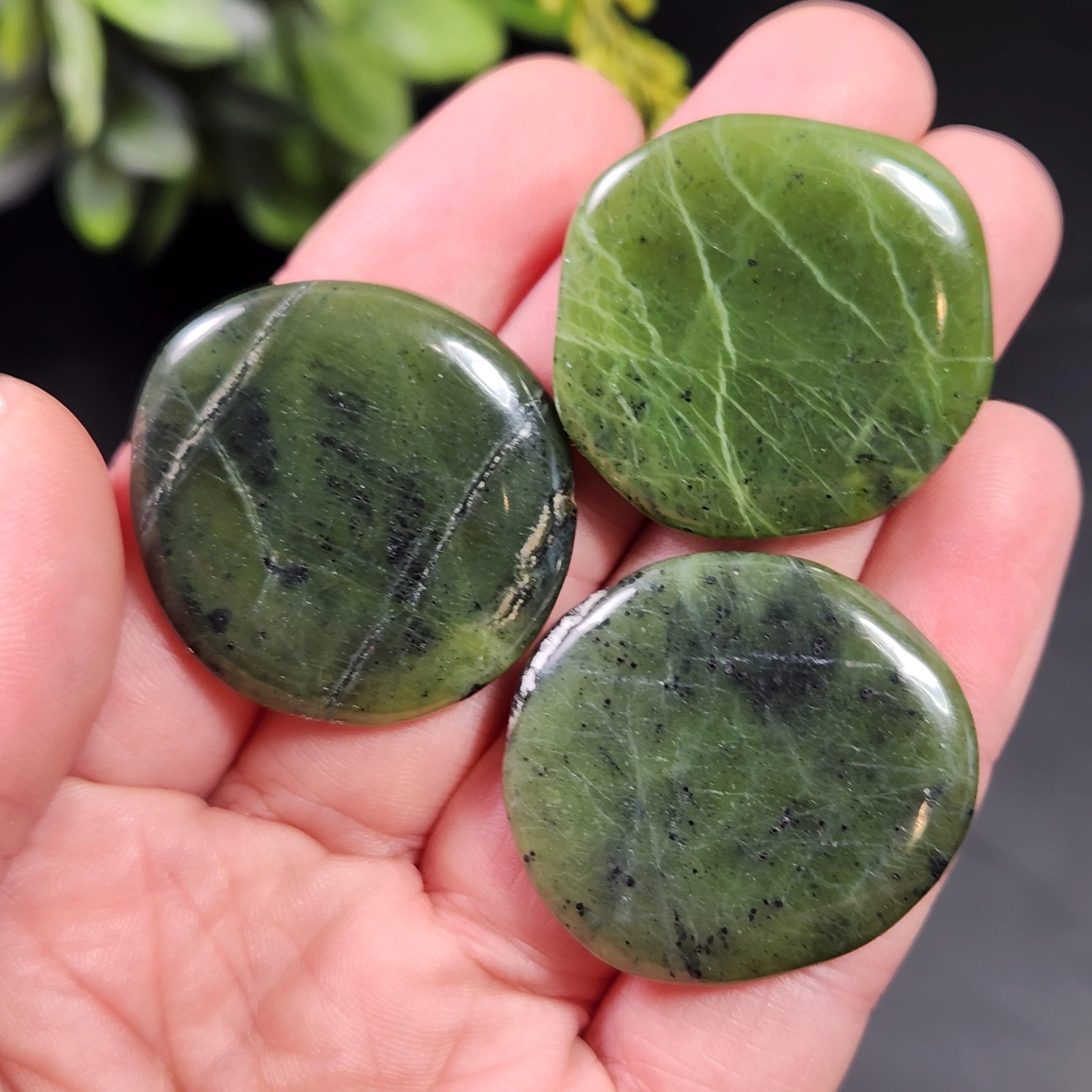 Canadian Green Jade Polished Palm Stone (1″+), Tumbled Jade Crystal Specimen