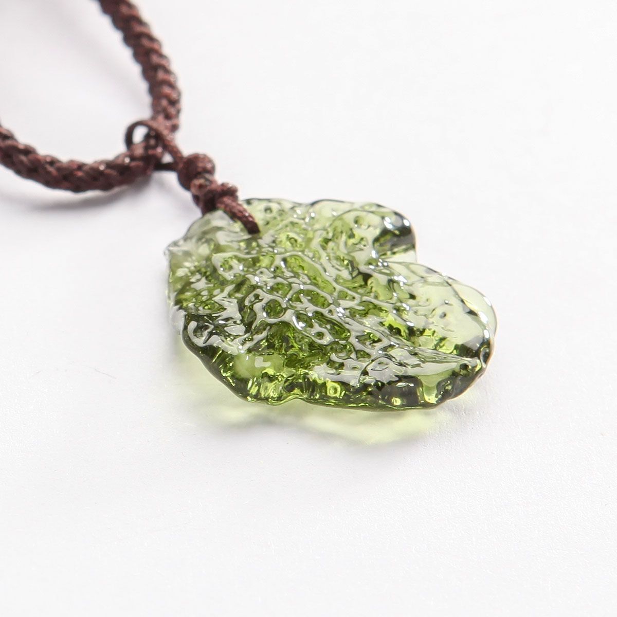 1-4PCS Rare Natural Crystal Green Gem Moldavite Meteorite Glass Necklace Pendant