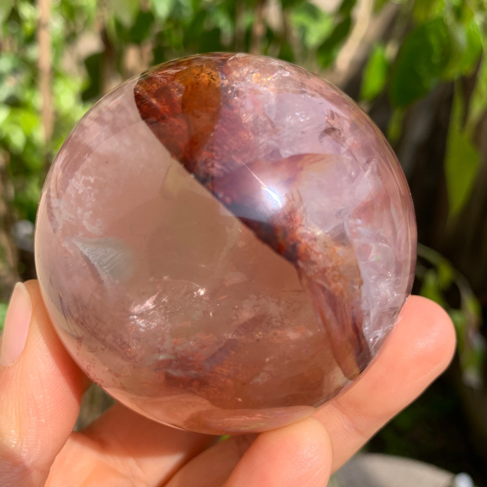 344G Natural Red Gum Flower Ball Crystal Sphere Specimen Energy Healing Reiki