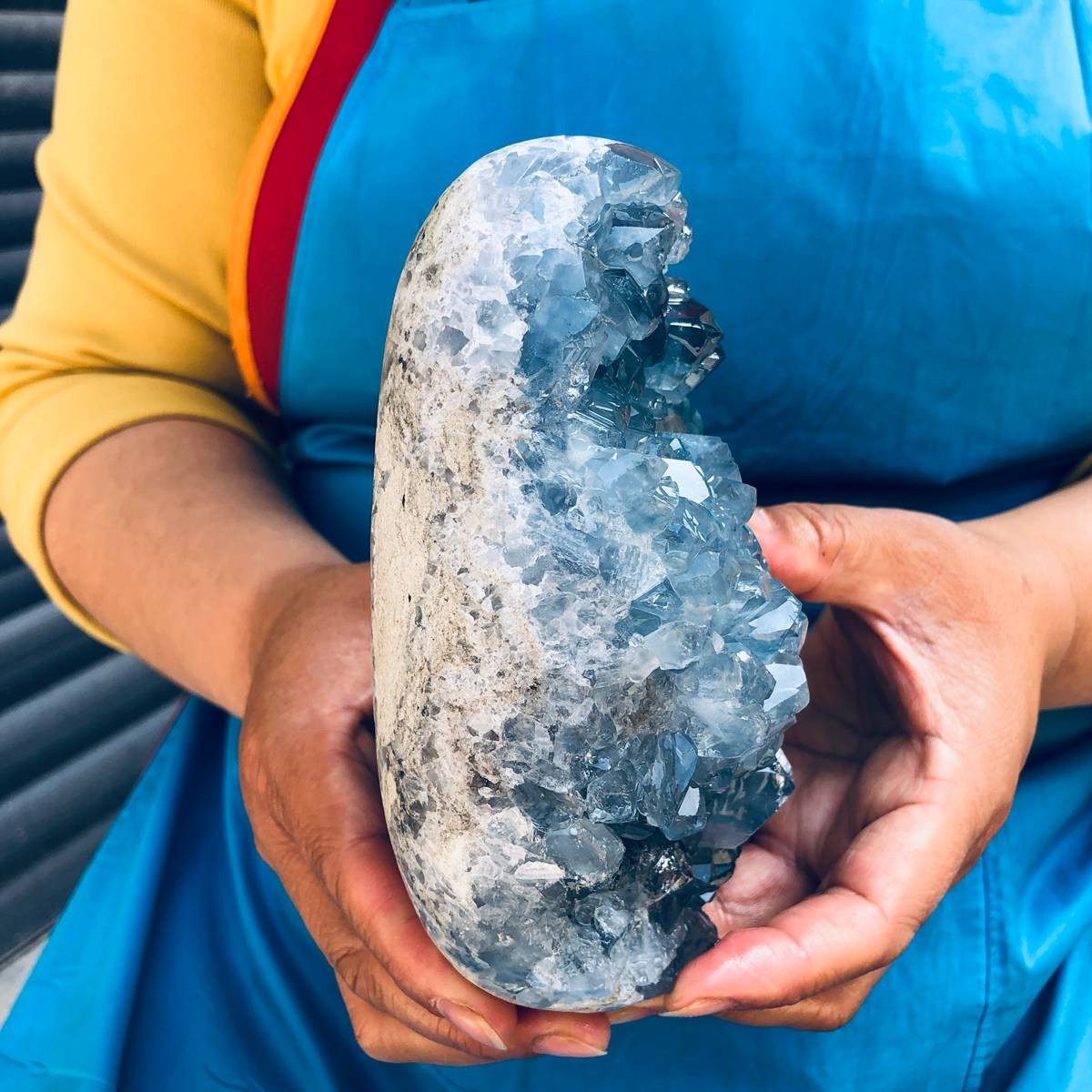 6.35LB Natural Blue Celestite Geode Crystal Cluster Specime Healing 1.51+1.38kg