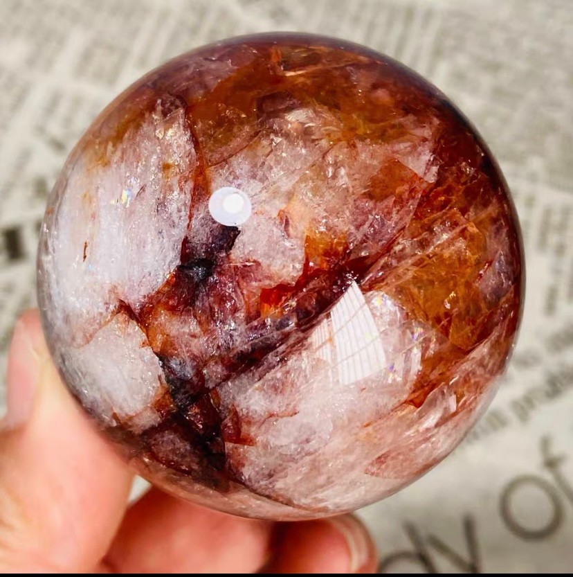 244g Natural Red Gum Flower Ball Crystal Sphere Specimen Energy Healing Reiki