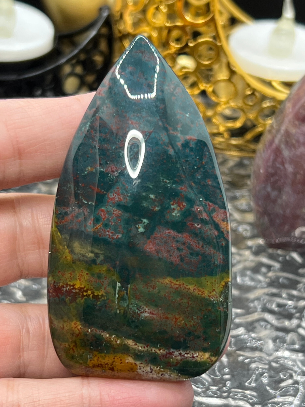 Natural Colorful Ocean Jasper freeform Flame Tear HQ High Polish L@@K Free ship