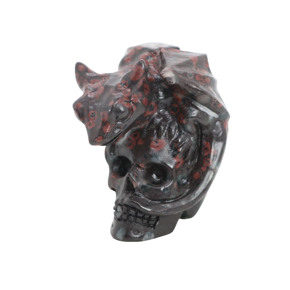 1.8″ PLUM FLOWER STONE Carved Dragon Crystal Skull Realistic Crystal Healing