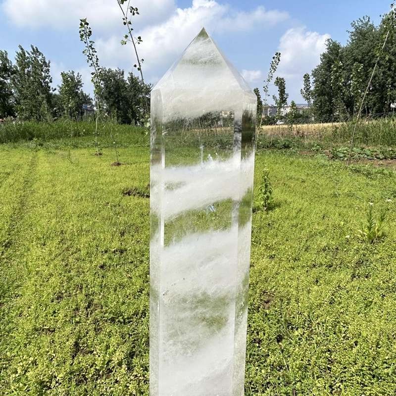 16.19LB Top Natural Clear Quartz Obelisk Crystal Tower Wand Point Reiki healing