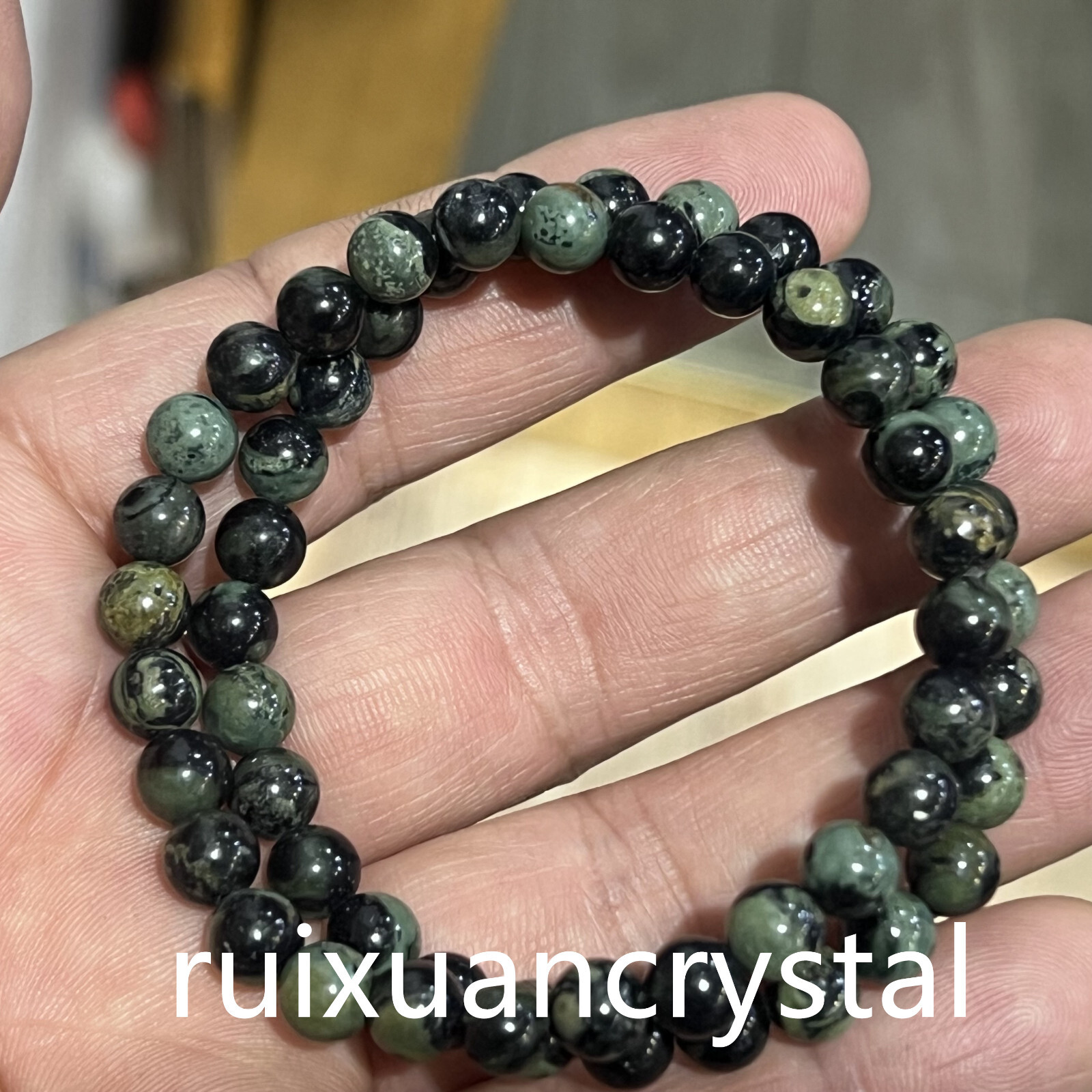 Wholesale Lot 6pcs Natural Peacock’s eye stone 6 mm 7.5″Crystal Stretch Bracelet