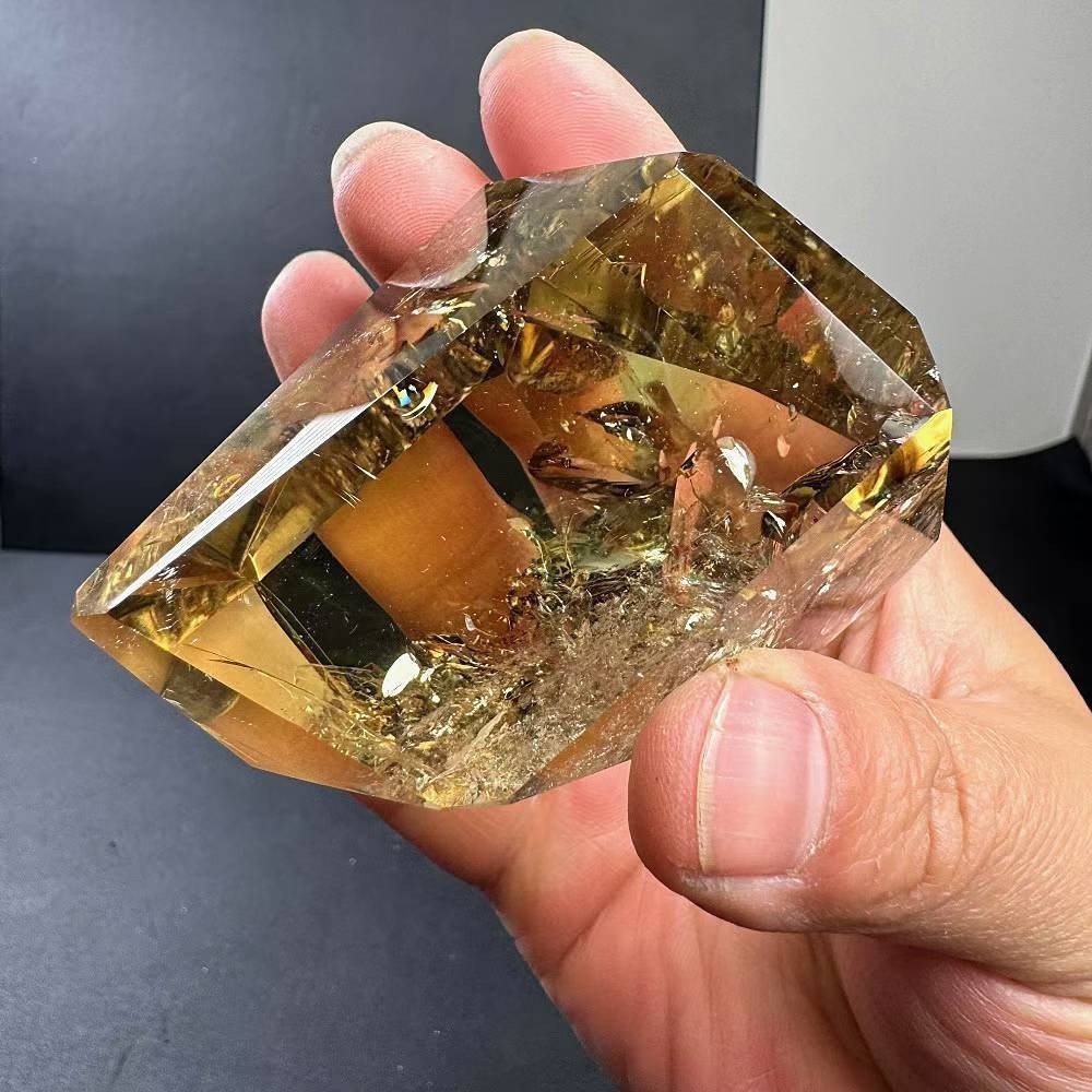 266g Natural Citrine Quartz Carved Freeform Crystal Reiki Healing Decor