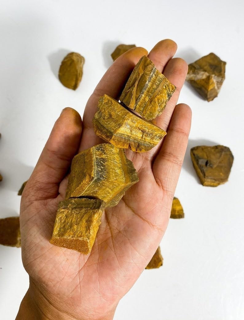 Tiger’s Eye Raw Crystals – 1.25-2.0″ Large Natural Healing Stones, Rough Crystal