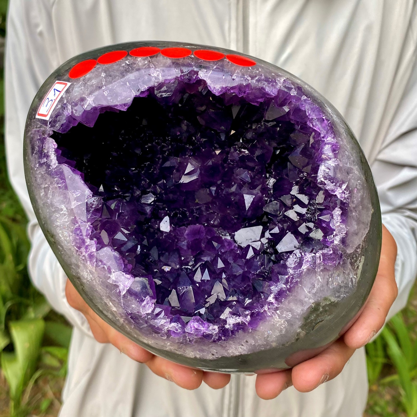6.81LB High quality Natural Amethyst geode quartz crystal Dinosaur egg healing