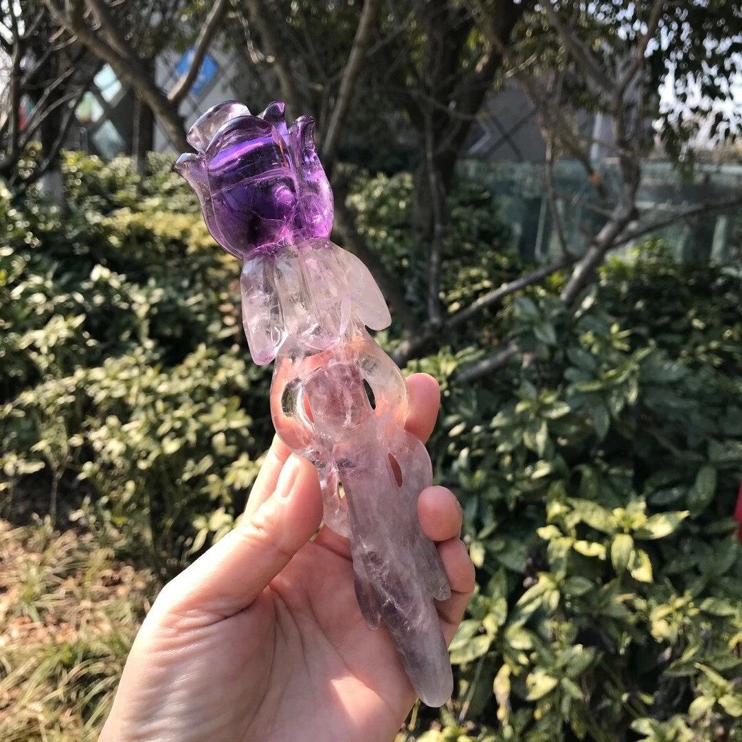 1pc Natural Amethyst Quartz Rose Flower Skull Crystal Reiki Healing Gem Gift