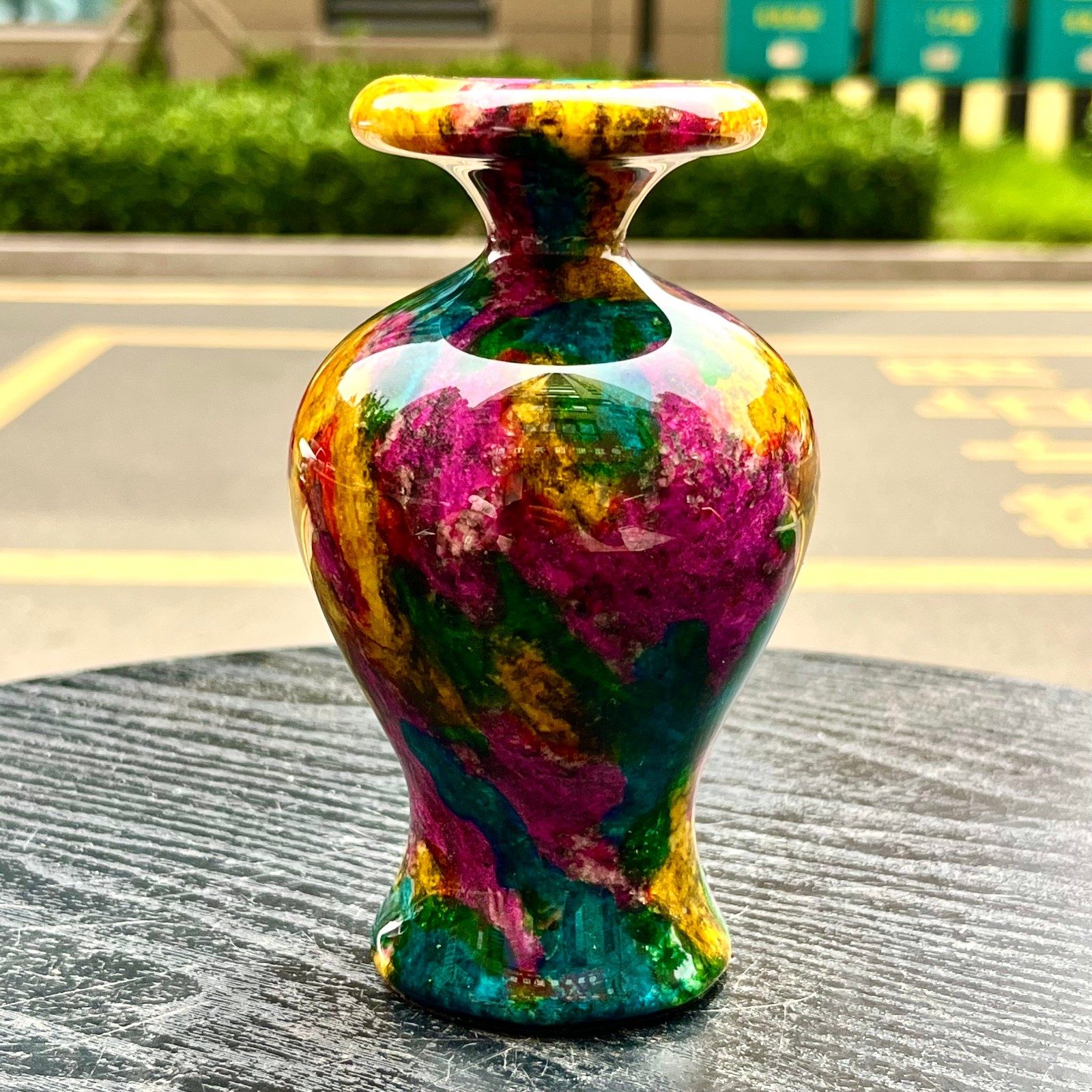 1.94LB Natural “Seven Colors Jade” vase specimen -Taiwan China