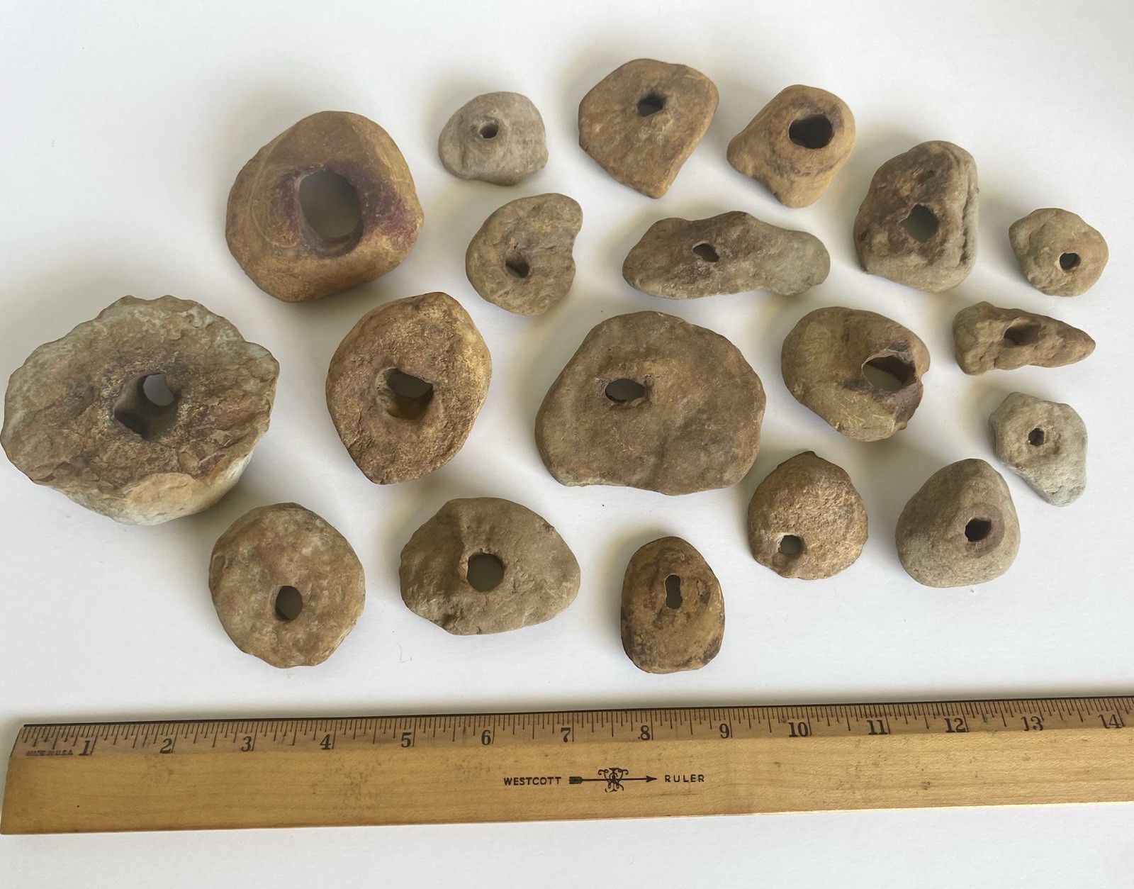 Holey River Rocks Hag Adder Fairy Stones Natural Smooth Stone Lot Of 19