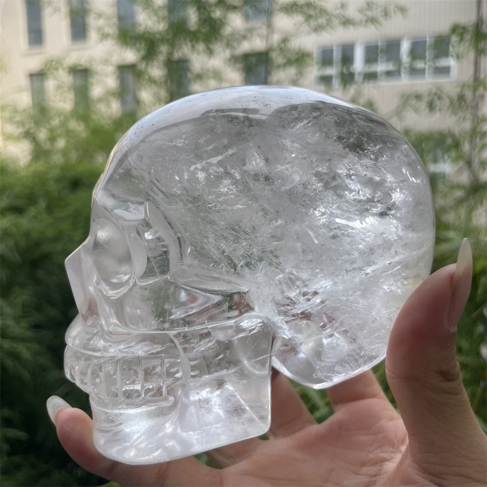 2.5LB 4.5″ A++ Natural Clear Quartz Skull Carving Crystal Healing Carved Decor