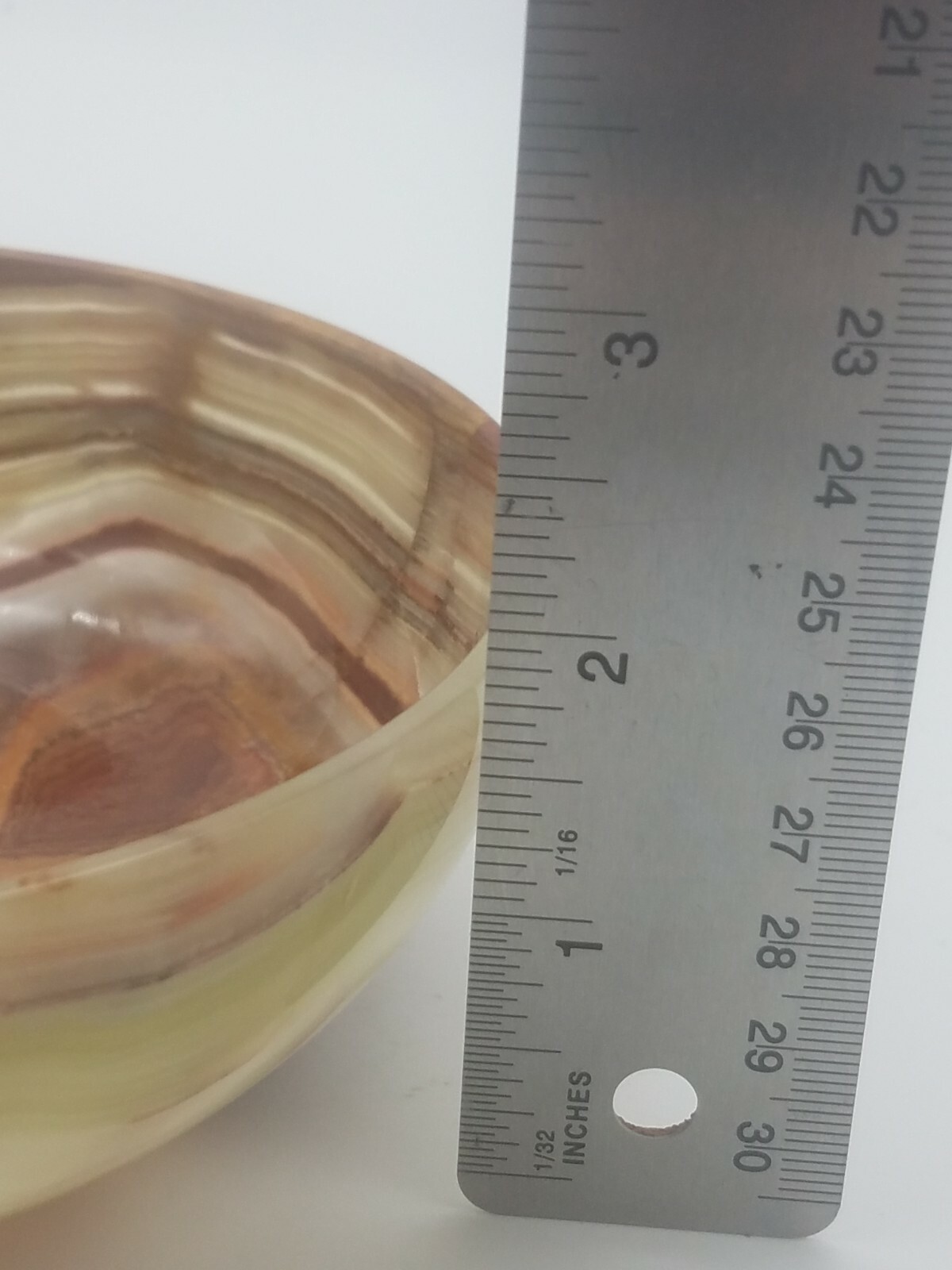 6″ Thin Carved Onyx Bowl Green, Red, Gold, Brown, White Veins