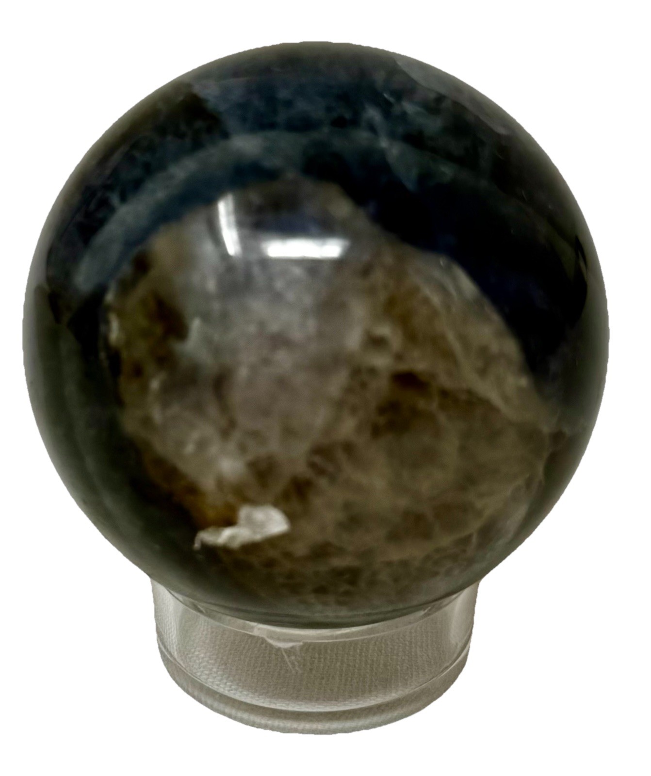 Pretty Blue Fluorite Crystal Sphere With Holder