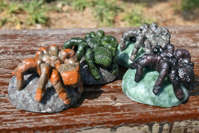 3.2″Hand carved Natural Quartz Spider Reiki Crystal figurine Heal Decor gift 1pc