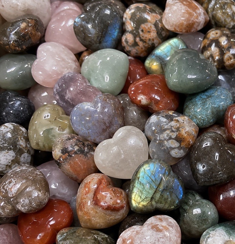10 LB Mixed Crystal Mini Hearts – Polished Assortment (No Selection)
