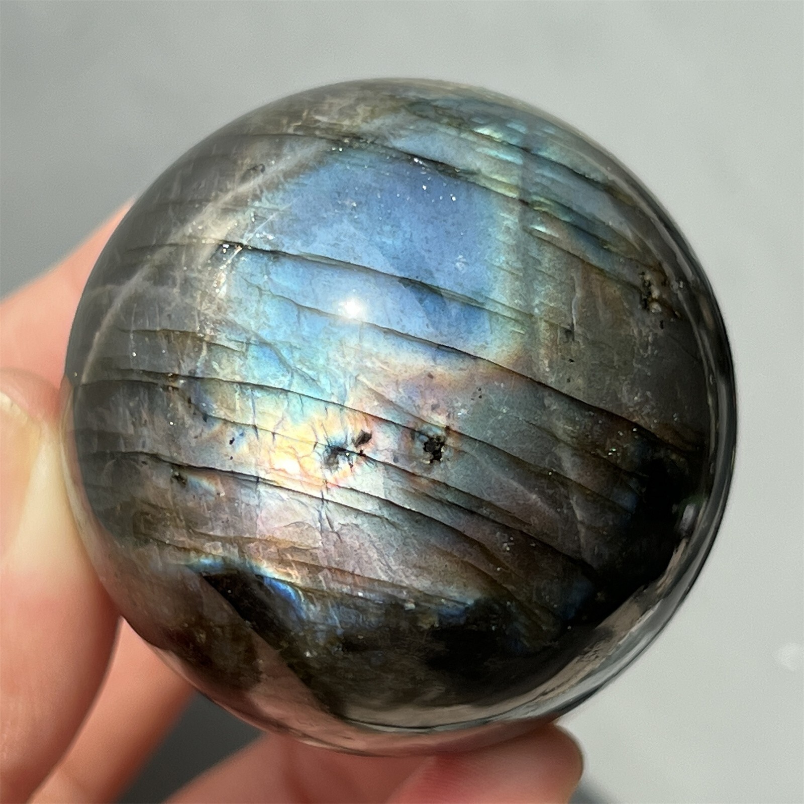 40MM+ Natural Labradorite Sphere Rainbow Quartz Crystal Ball Reiki Healing 1Pc