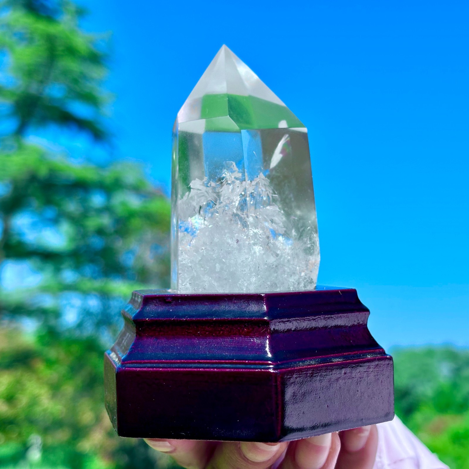 274G Natural Clear White Crystal Obelisk Transparent Quartz Energy Column Reik