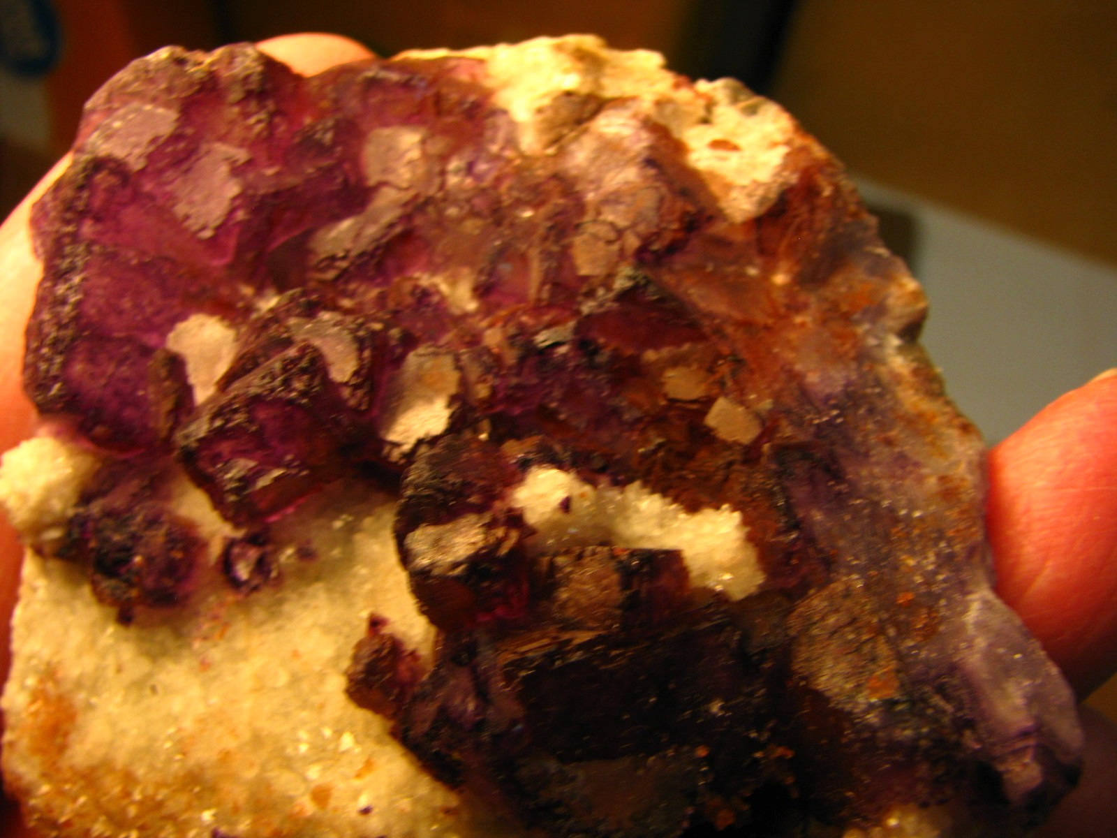 .24lb 3×2.5inch PURPLE FLUORITE ON CALCITE/QUARTZ QINGLONG MINE CHINA #137