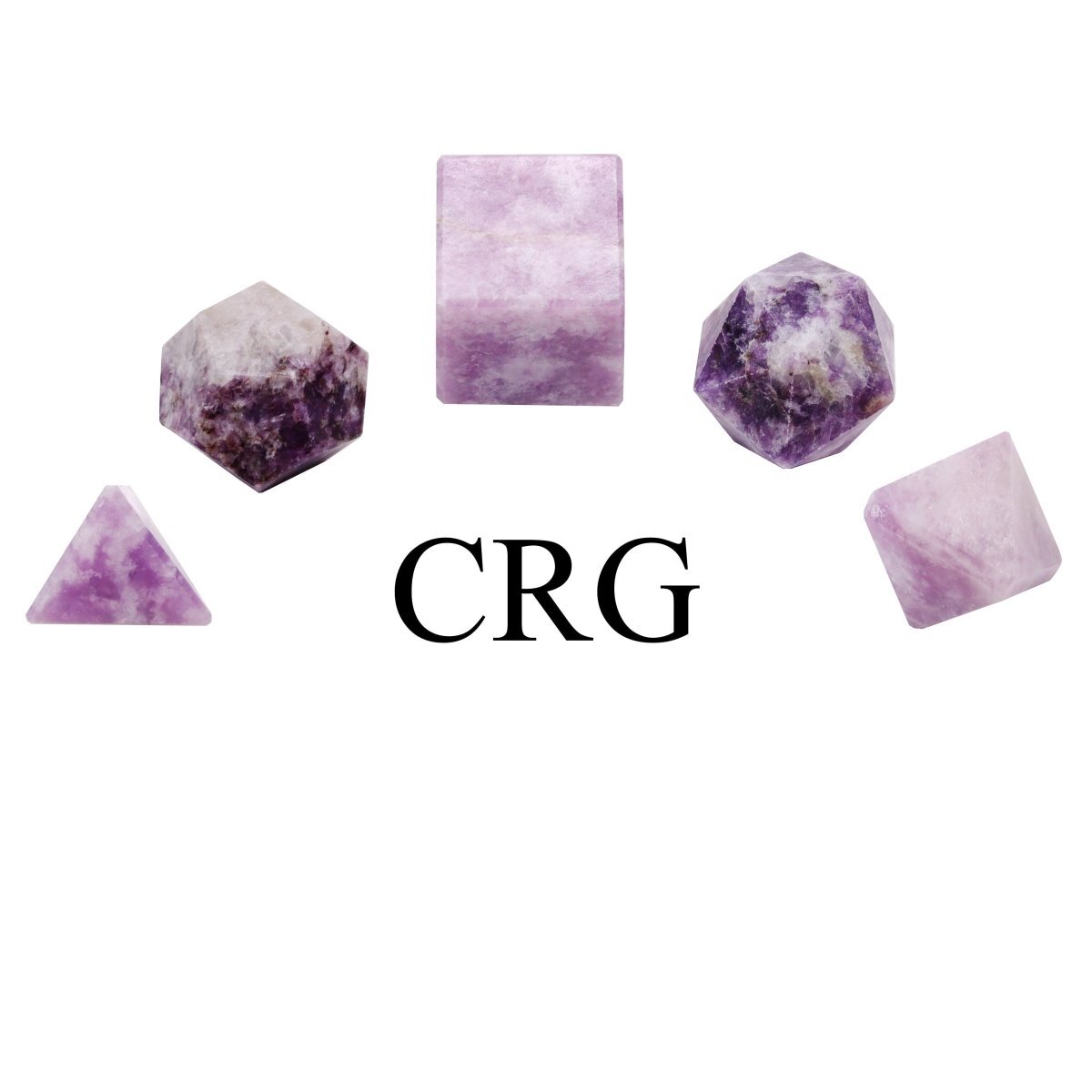 Lepidolite Platonic Solid Geometry Set (5 Pieces) Size 18-20mm Geometric Shapes