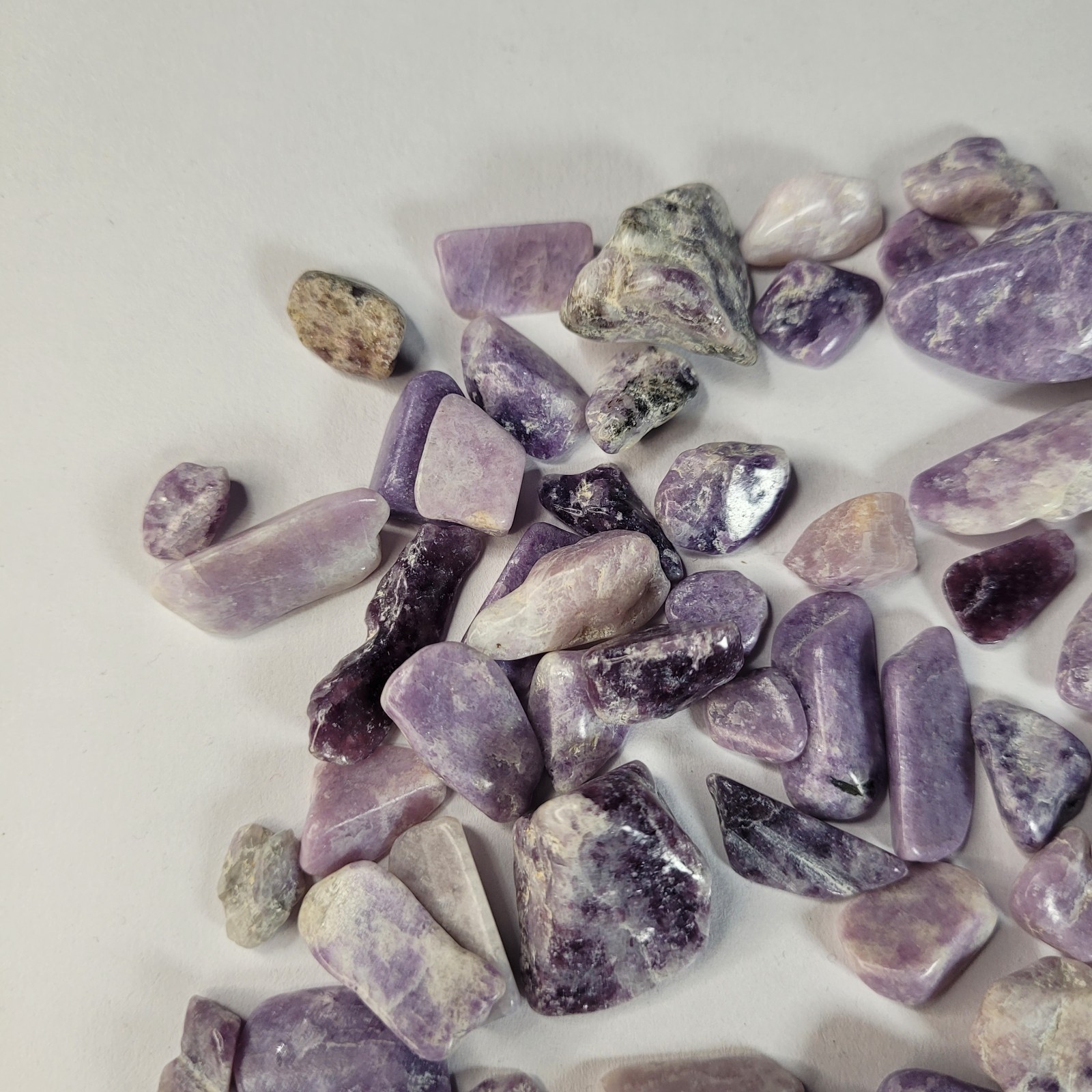 Lepidolite Stone Tumbles in Vintage 4 oz Apothecary Glass Jar Purple Crystal