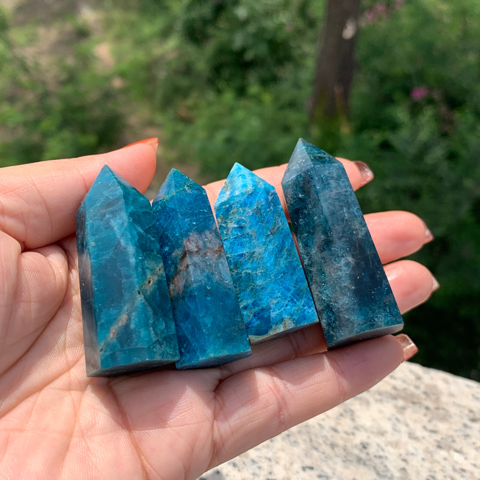 1LB natural apatite quartz obelisk crystal wand point healing random 40-70mm