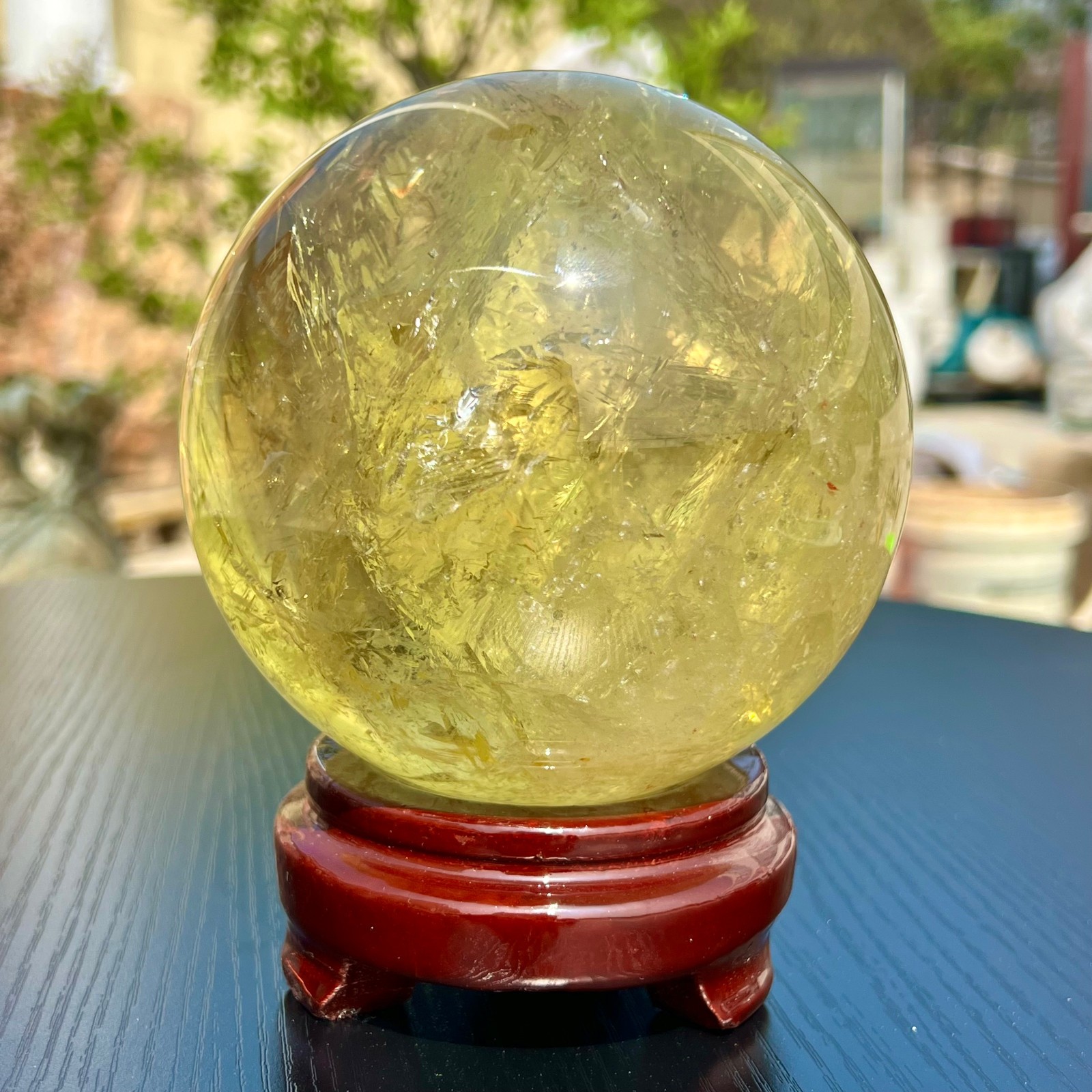 5LB Top Natural Citrine Sphere Quartz Crystals Reiki Ball Gems Decorate Gift