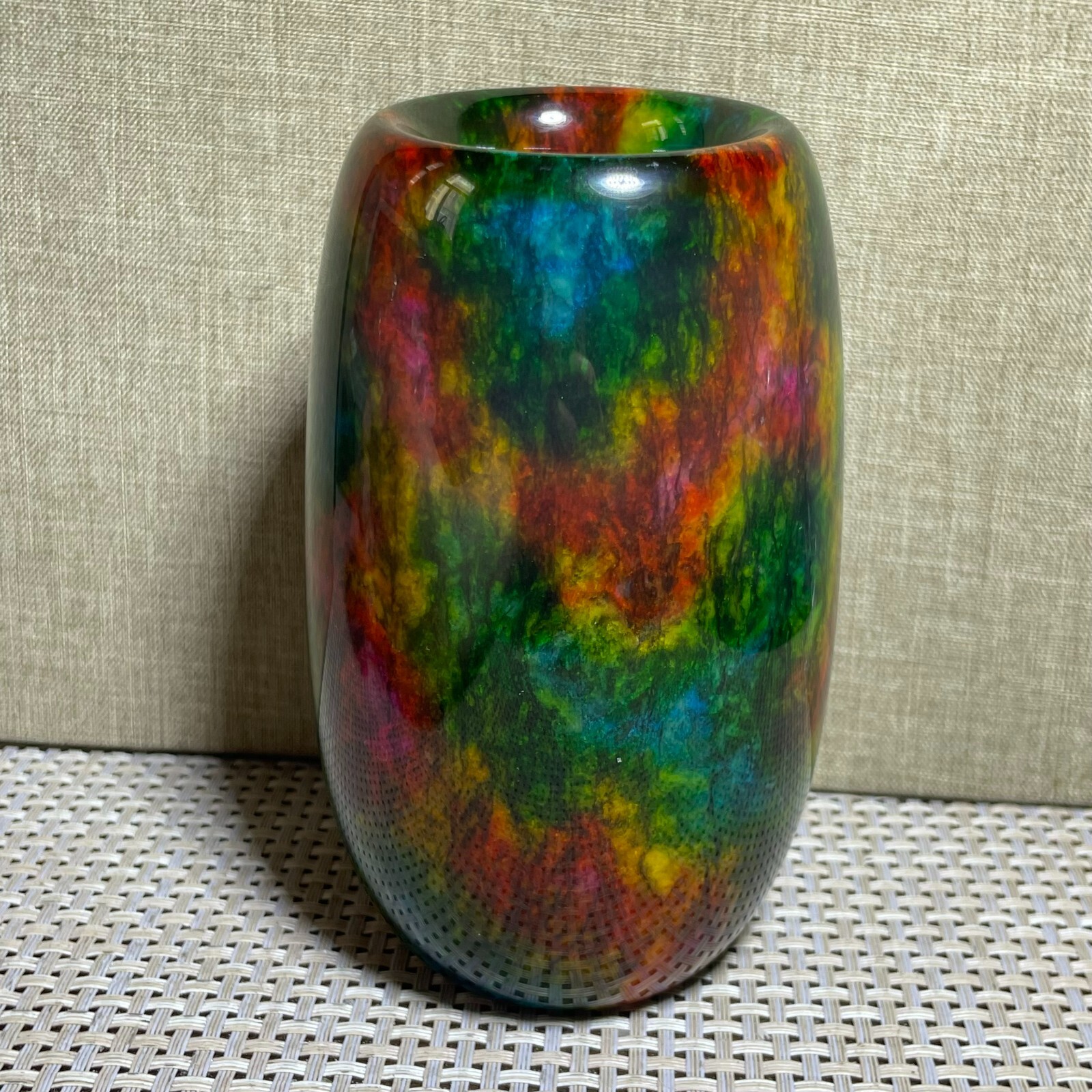 “Seven Colors Jade” vase specimen Penholder -Taiwan China 128mm A5