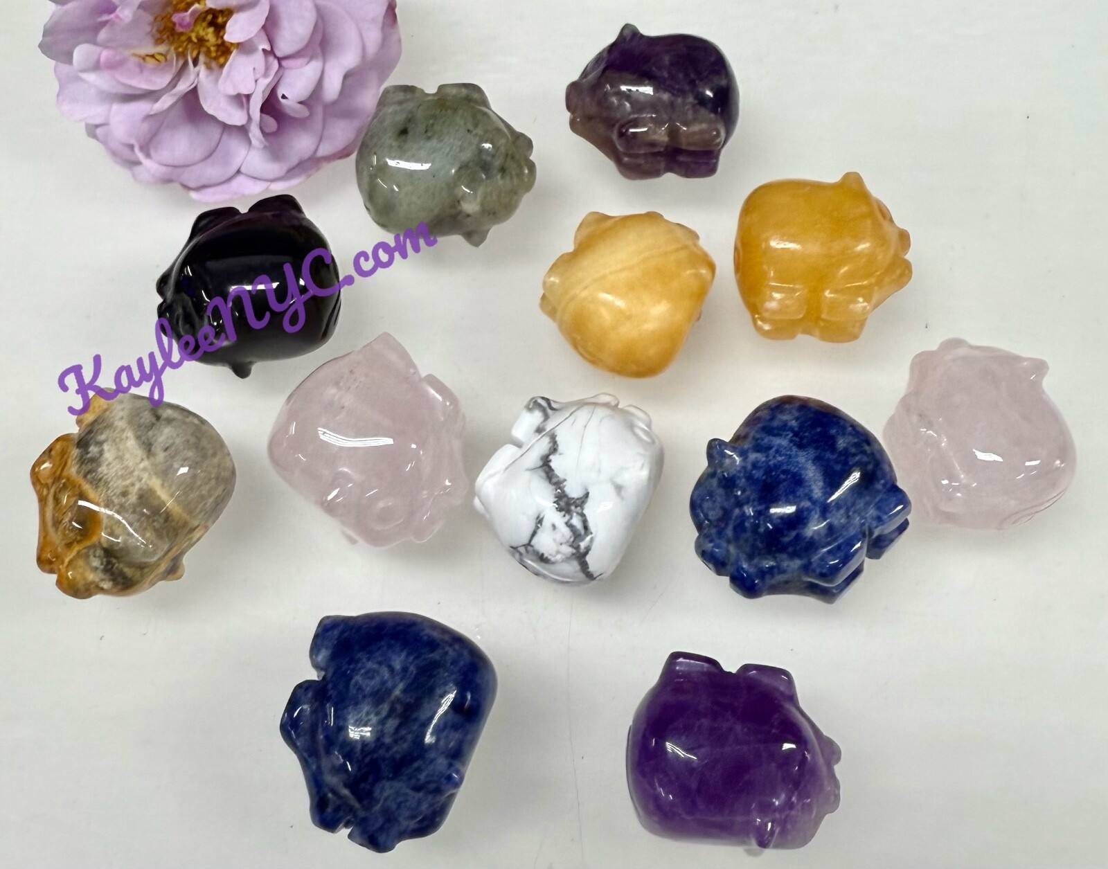 Wholesale Lot 12 PCs 1” Natural Crystal Pig Healing Energy