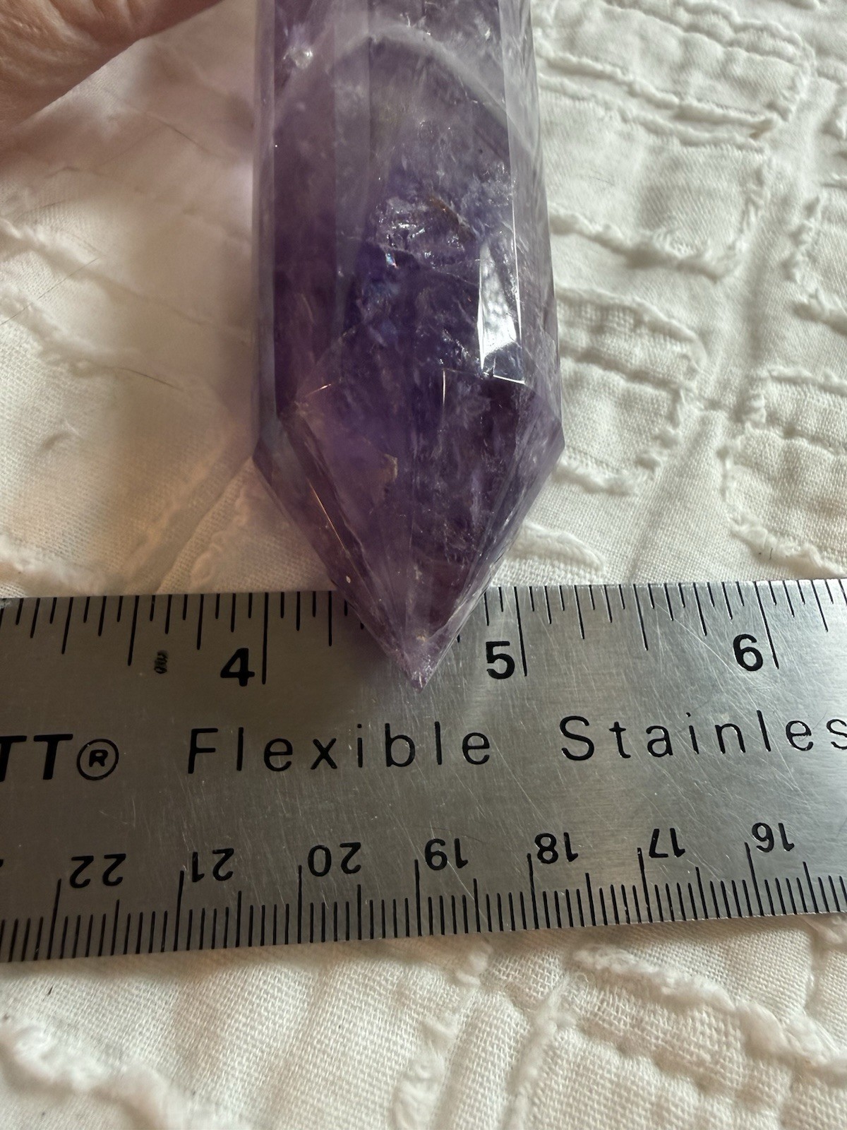 9-1/2in Amethyst Vogel Style 24-Sided Crystal Wand With Stand