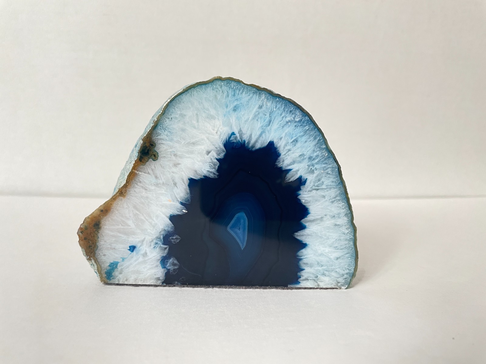 Quartz Crystal Druzy Half-Polished Blue Agate Geode Candle Holder Crystal Decor