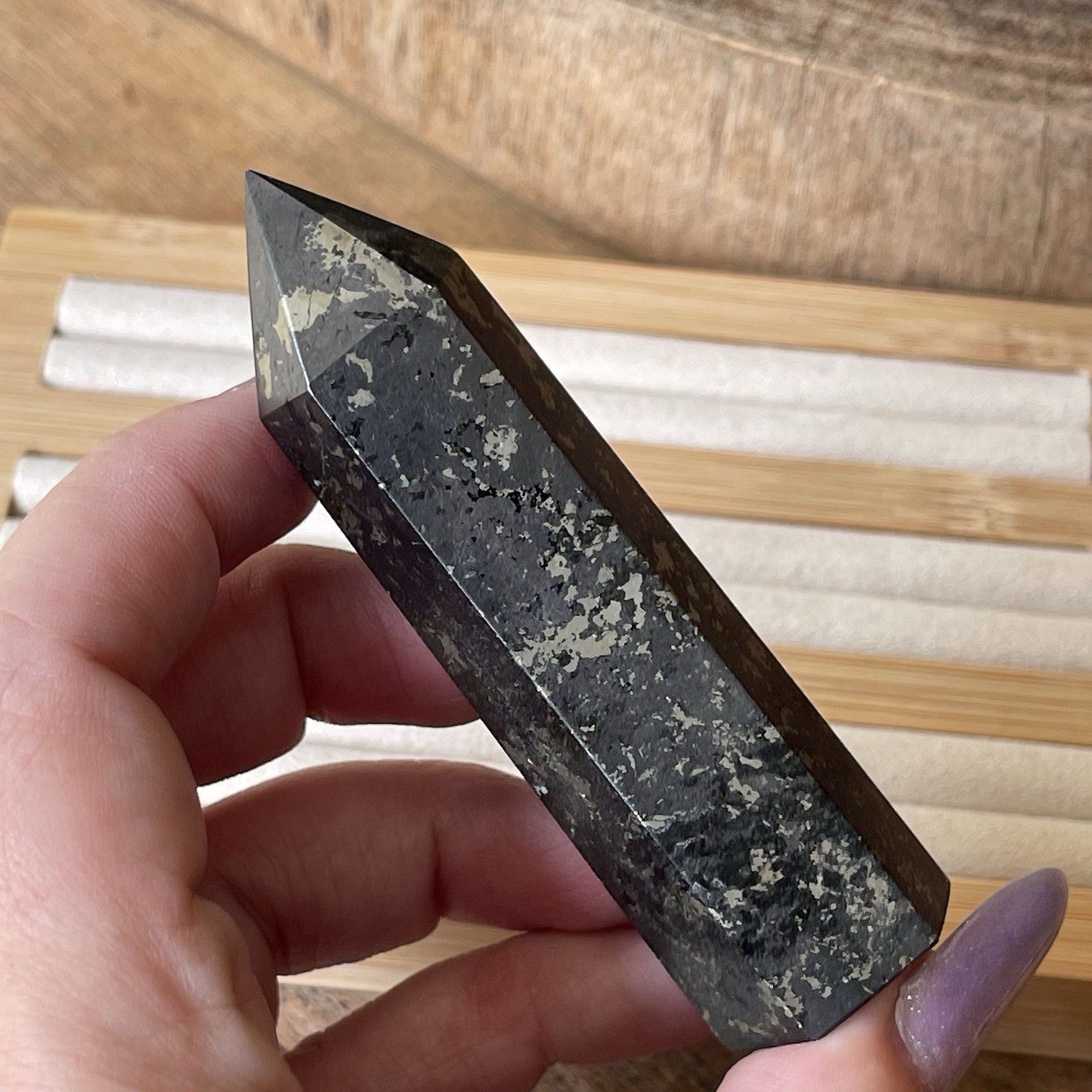 Apache Gold Tower, Healer’s Gold Pyrite magnetite Point – Black Natural Crystals