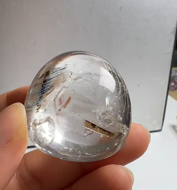 38*36*22mm Natural Enhydro Quartz Crystal Moving Water Drop Reiki Heal Specimens