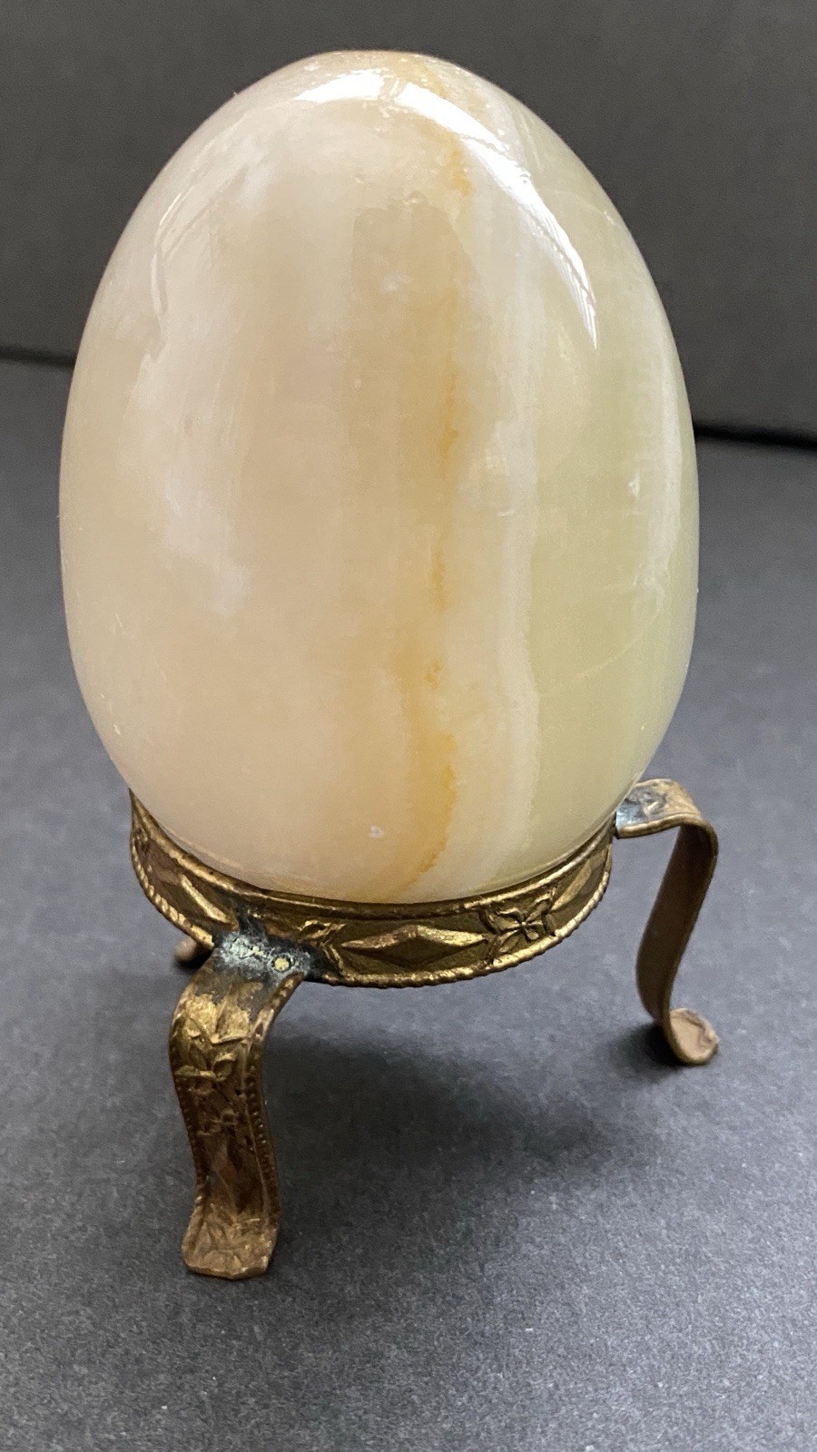 Natural Onyx Stone Egg With Stand Hand Polished Banded Agate Calcite Crystal