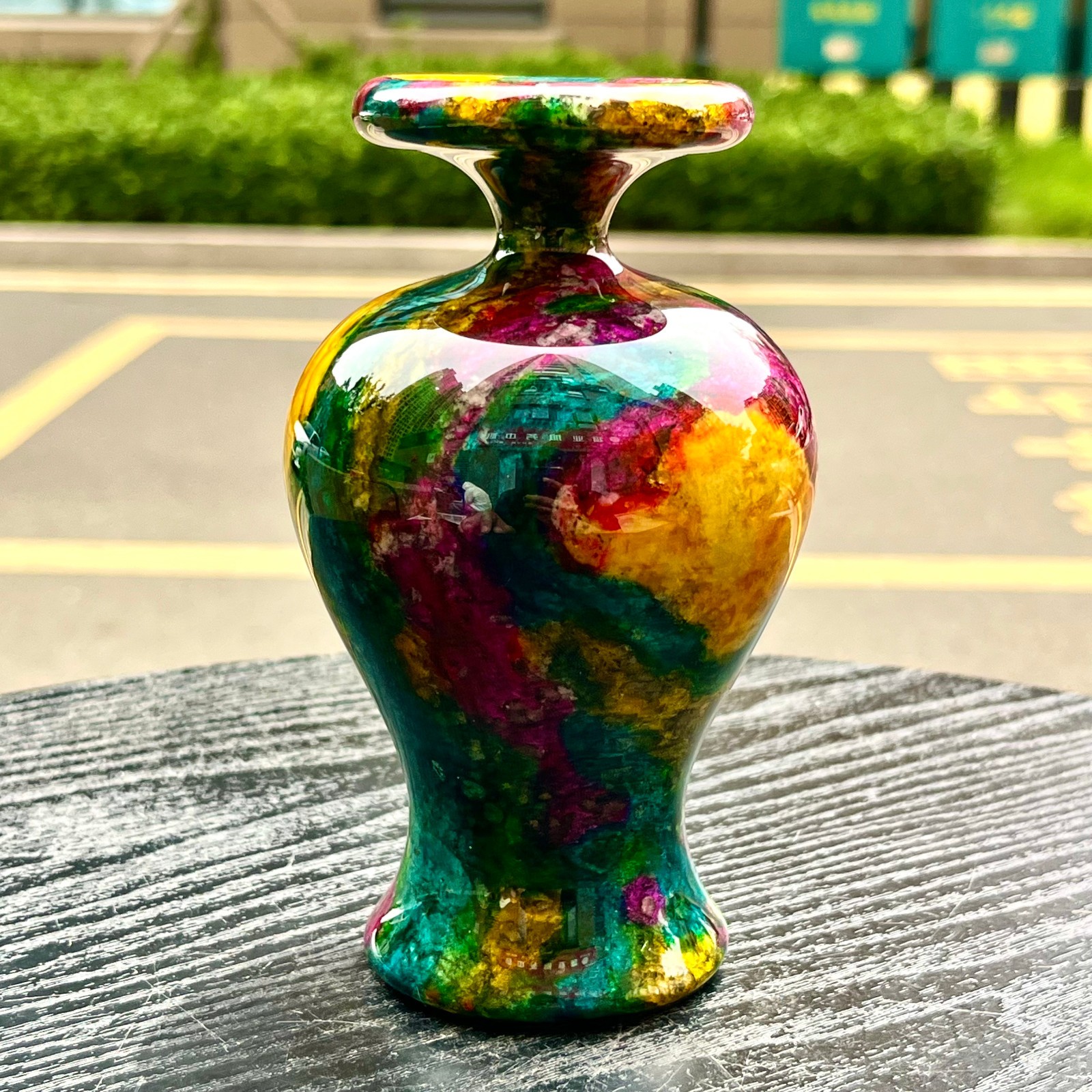 1.91LB Natural “Seven Colors Jade” vase specimen -Taiwan China